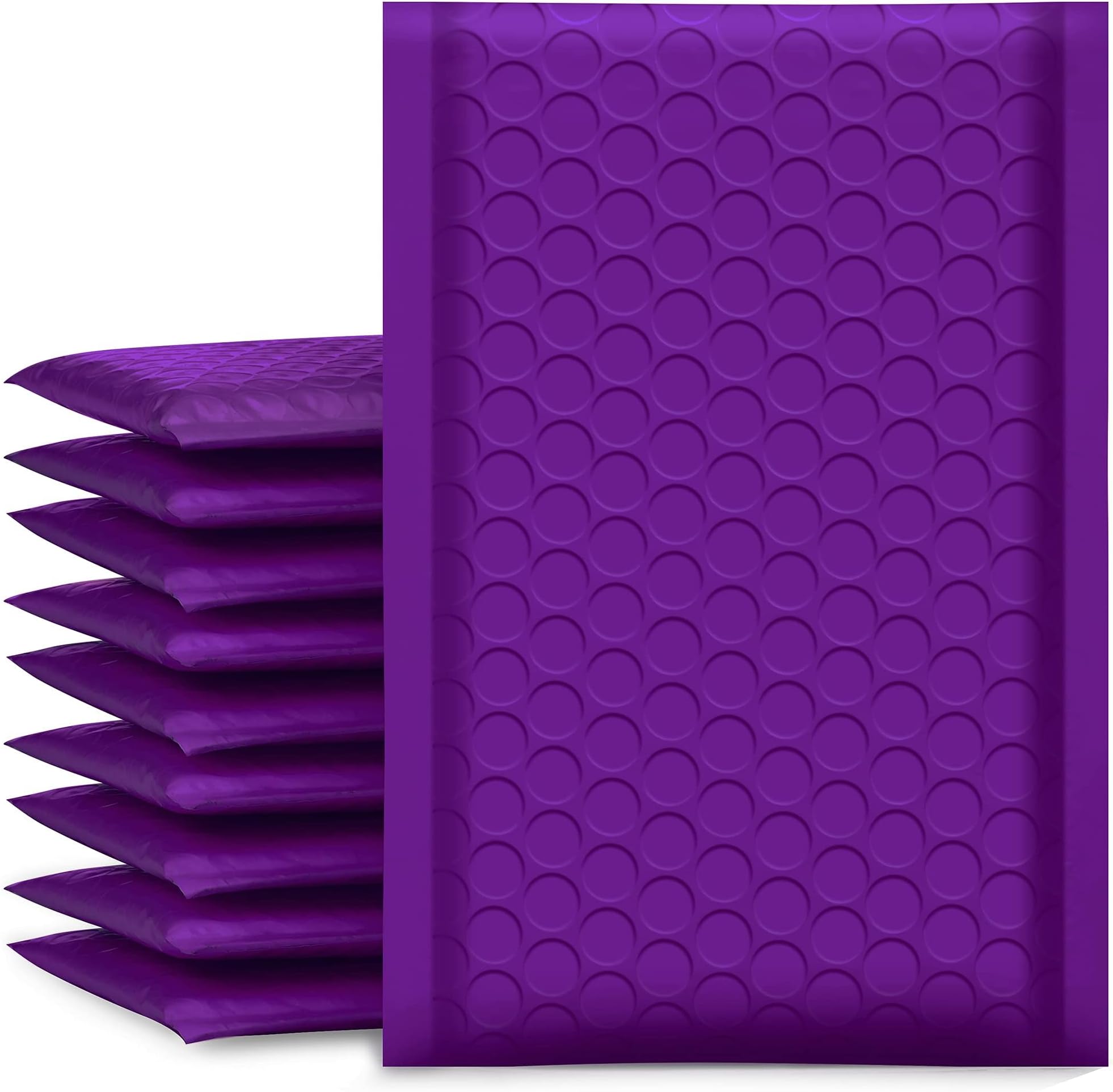 Bubble Mailers 4x8 Inch Purple 50 Pack Usable Size 4x7 Padded Envelope Small Business Mailing Packages Opaque Self Seal Adhesive Waterproof Boutique Shipping Bag for Jewelry Makeup Supplies #000