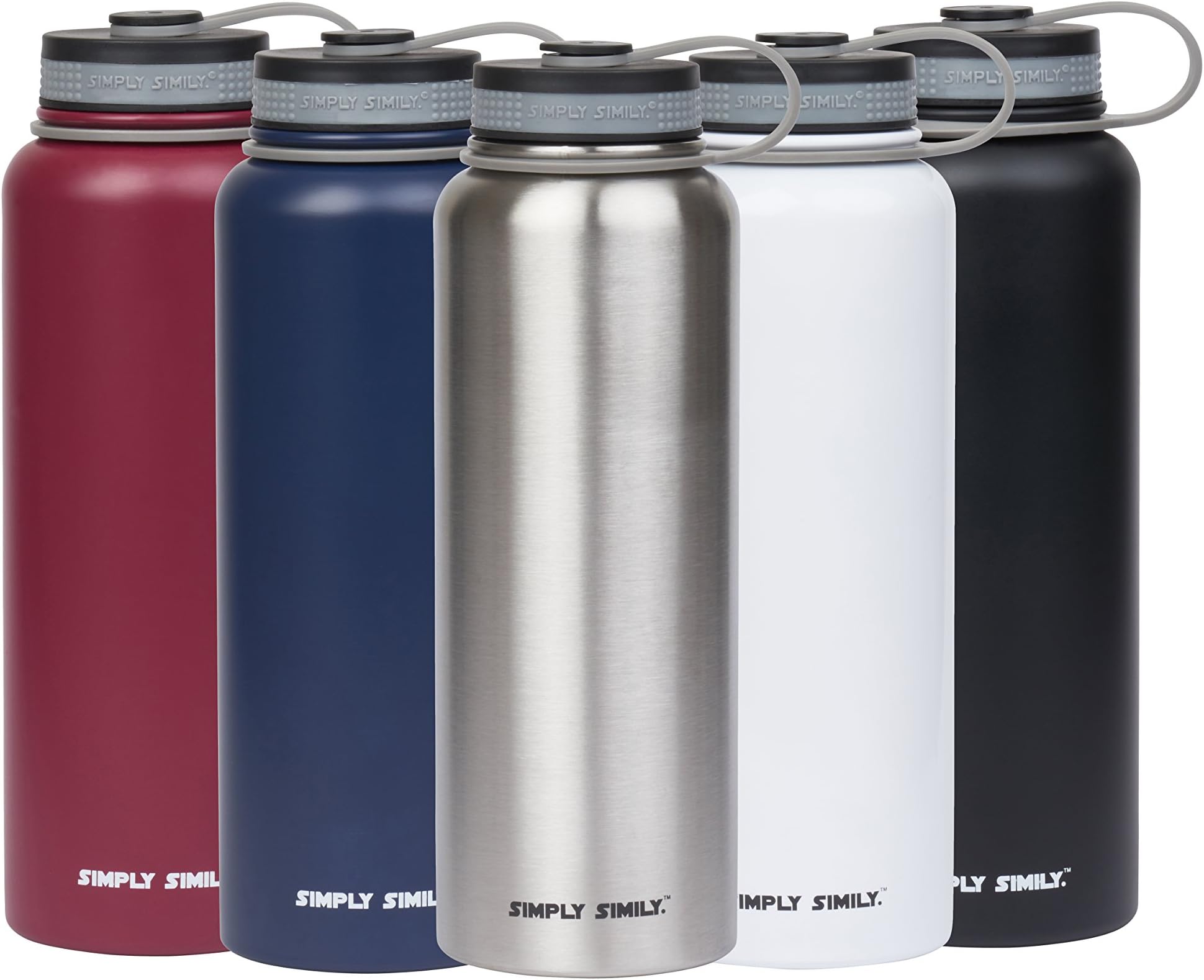 simply simily. Stainless Steel Water Bottle - Wide Mouth - BPA Free - Double Walled Vacuum Insulated, 40 Oz - Red