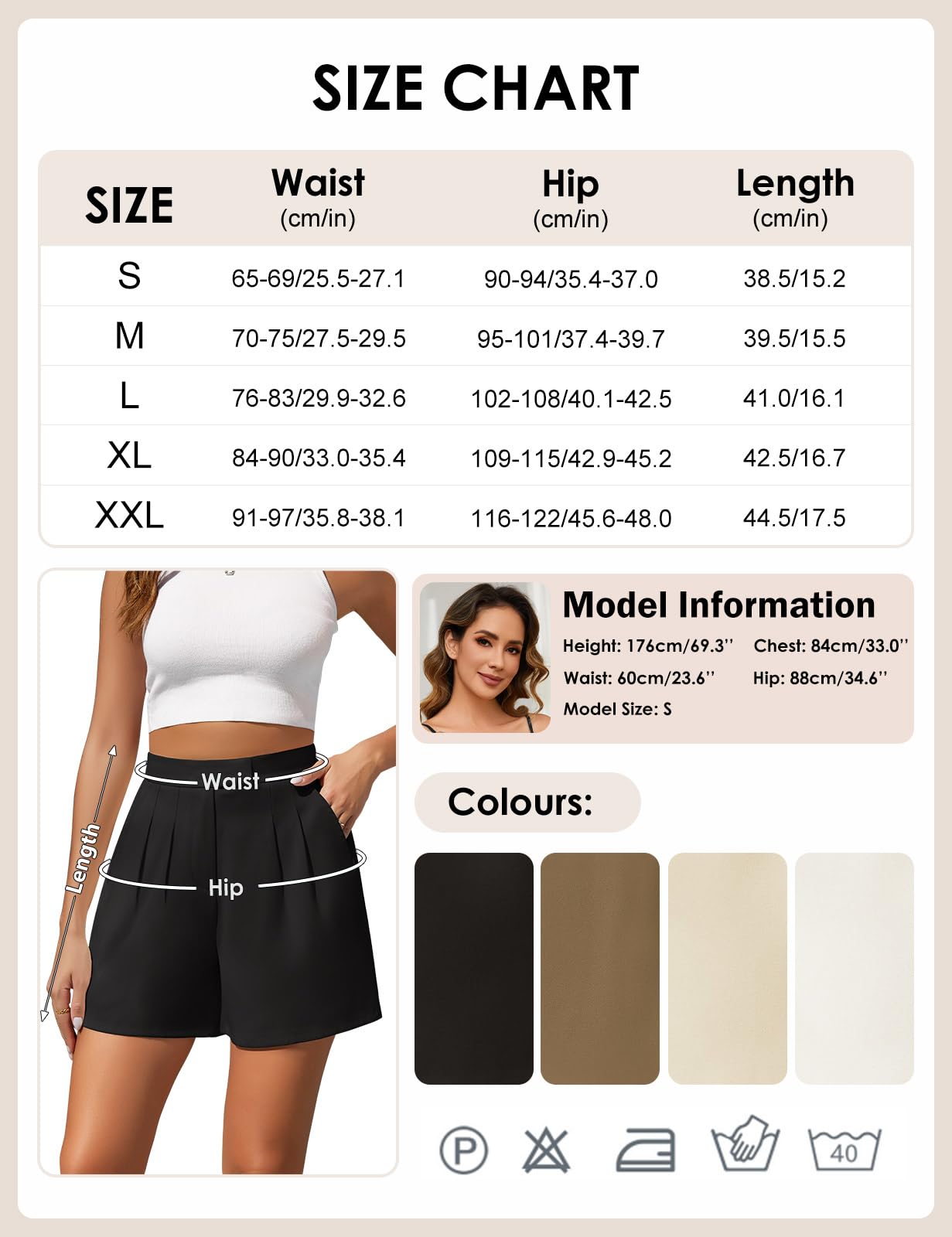 heekpek Shorts pour Femmes Pantalon D'été Décontracté pour Dames Short à Taille Haute et à Jambes Larges avec Poche Latérale et Taille élastiquée au Dos