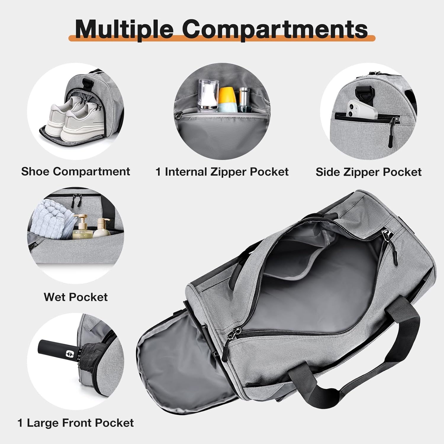 Small Gym Bag for Men Women,Sports Duffle Bag with Shoe Compartment & Wet Dry Pocket,Travel Weekender Carry On with Adjustable Strap