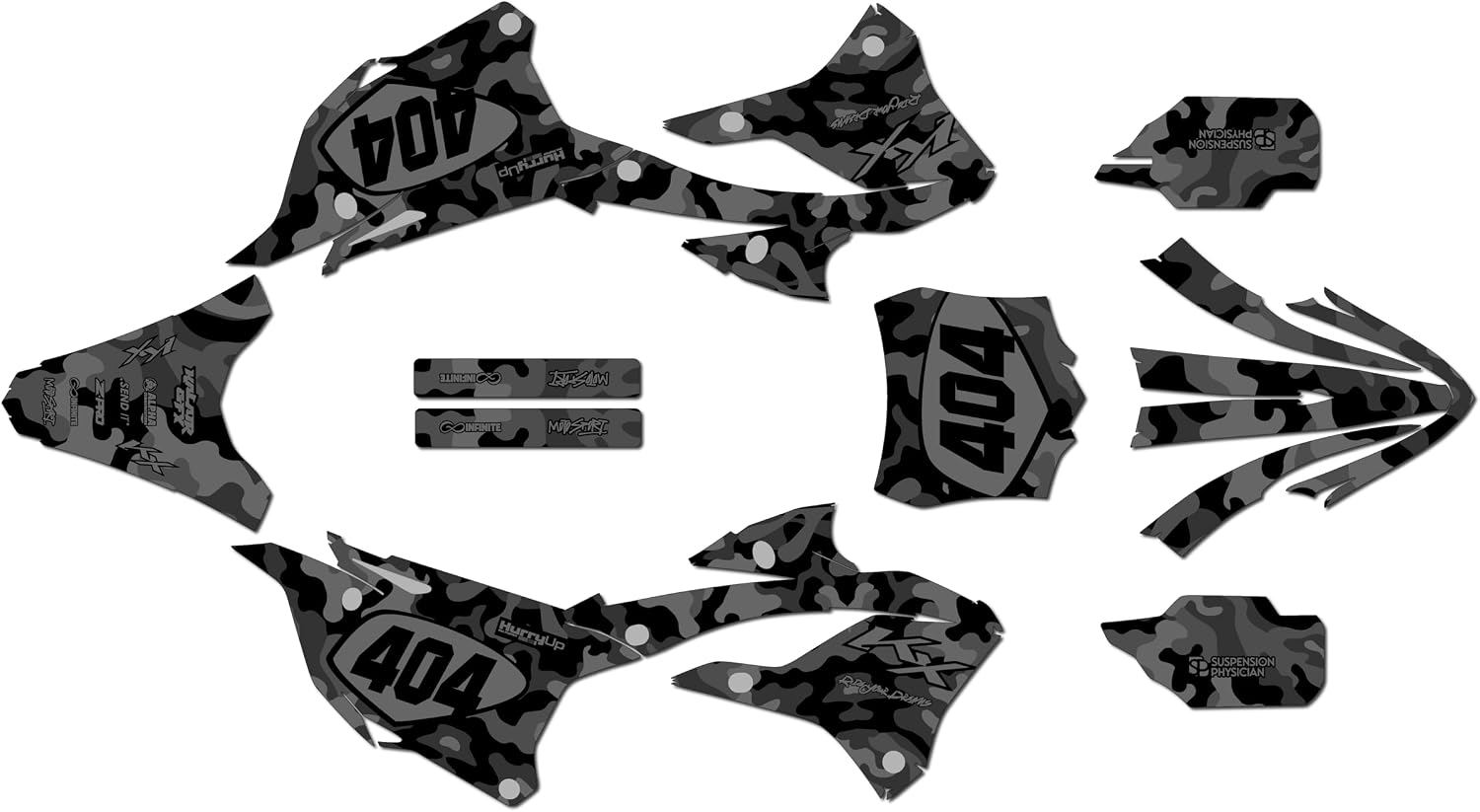 Graphics Kit for Kawasaki KX85 / KX112 (2022-2026) Invasion Series Smoke 16 Mil - On/Off the Road - Dirt Pit Bike Motorcycle Sticker, Dirtbike Racing Decal Motocross no-Plastics