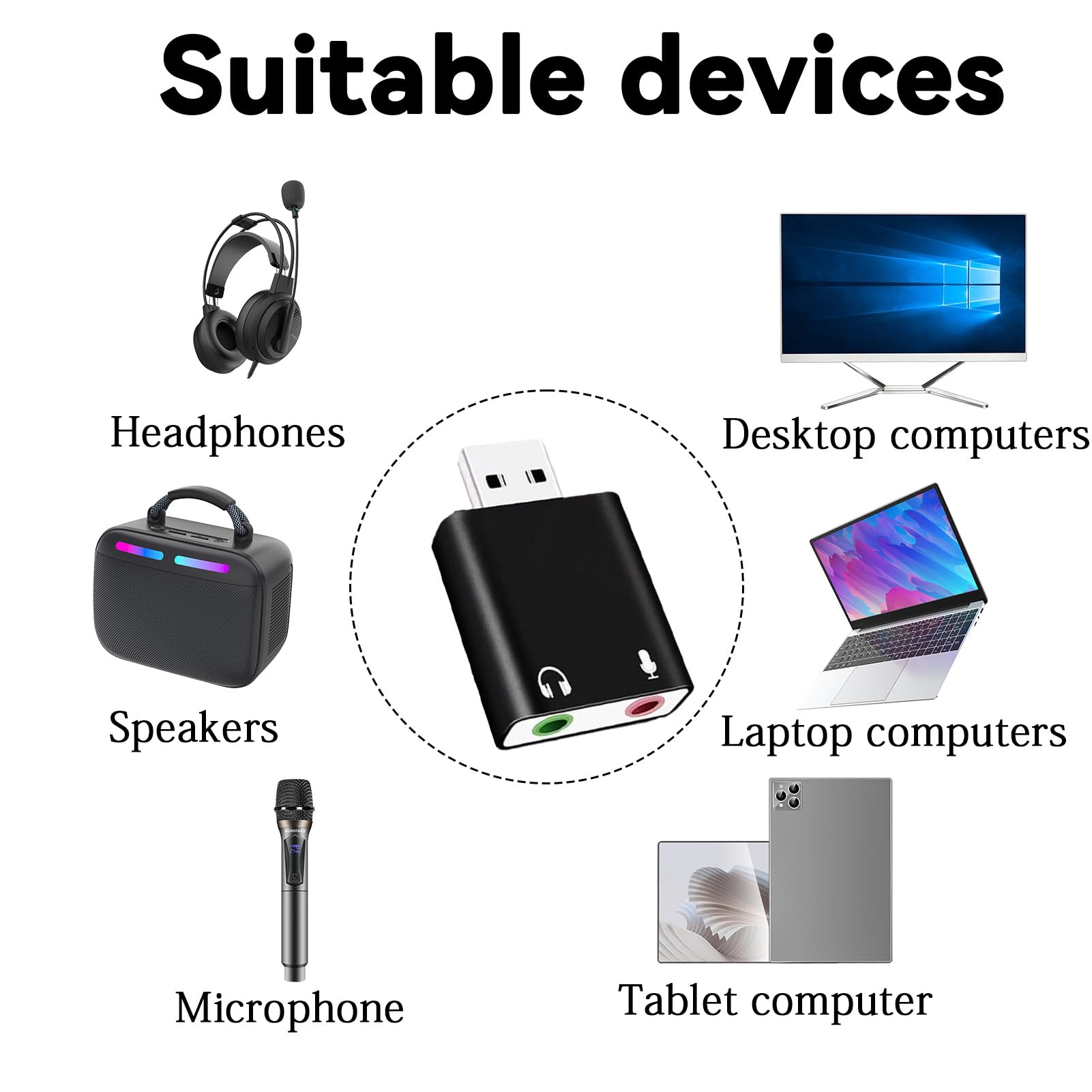 Adaptador de Sonido USB a Jack de 3,5 mm, Tarjeta de Sonido Externa Estéreo 3D para Auriculares y Micrófono, Compatible con PS4, PS5, Windows, Mac, Plug & Play, Diseño Compacto y Portátil [AU-MMSA]