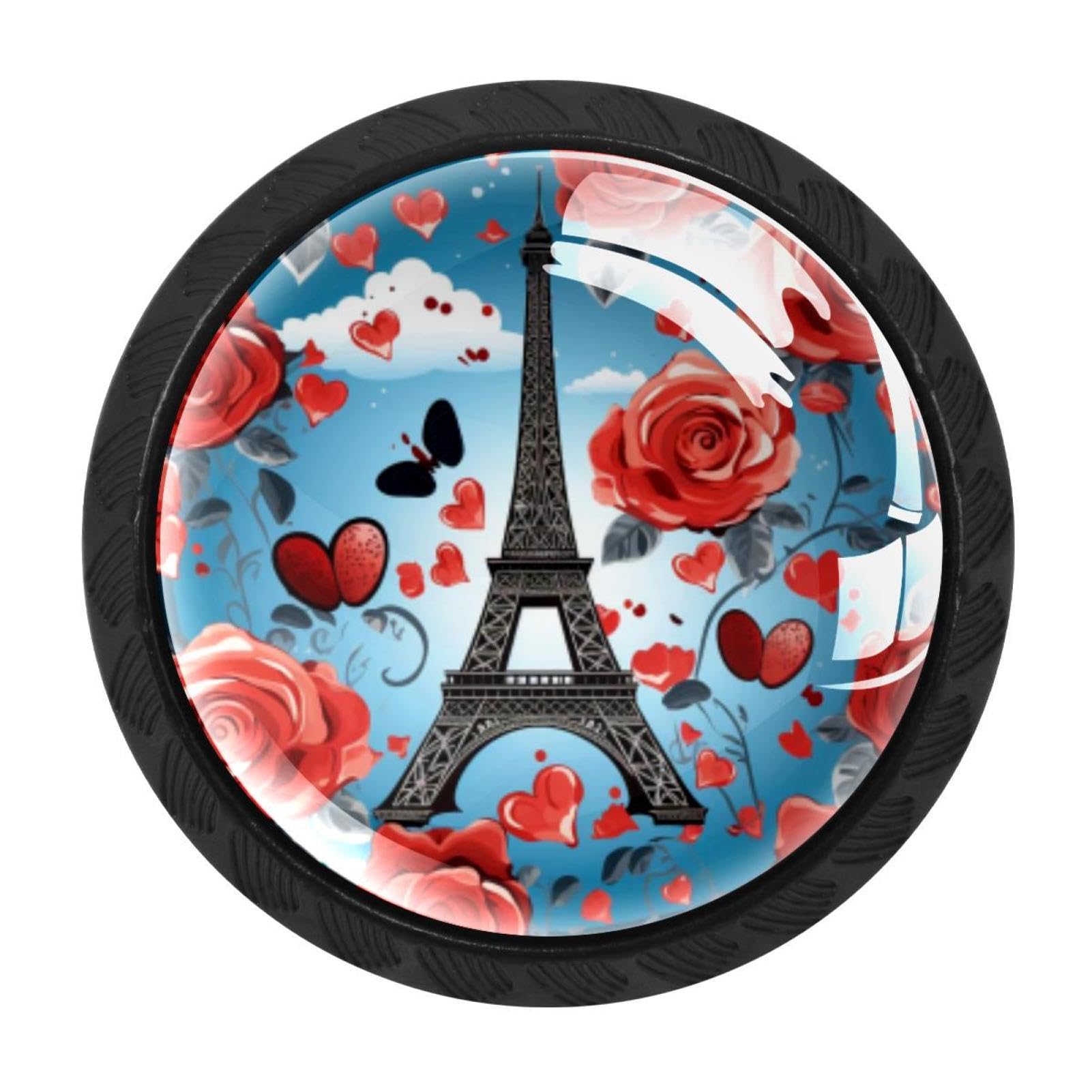 Chenzzzz Multicolored 07 4 Pcs Eiffel Tower Valentine's Day Cabinet Knobs Crystal Drawer Pulls For Kitchen, Bathroom Cabinet, Dresser And Cupboard