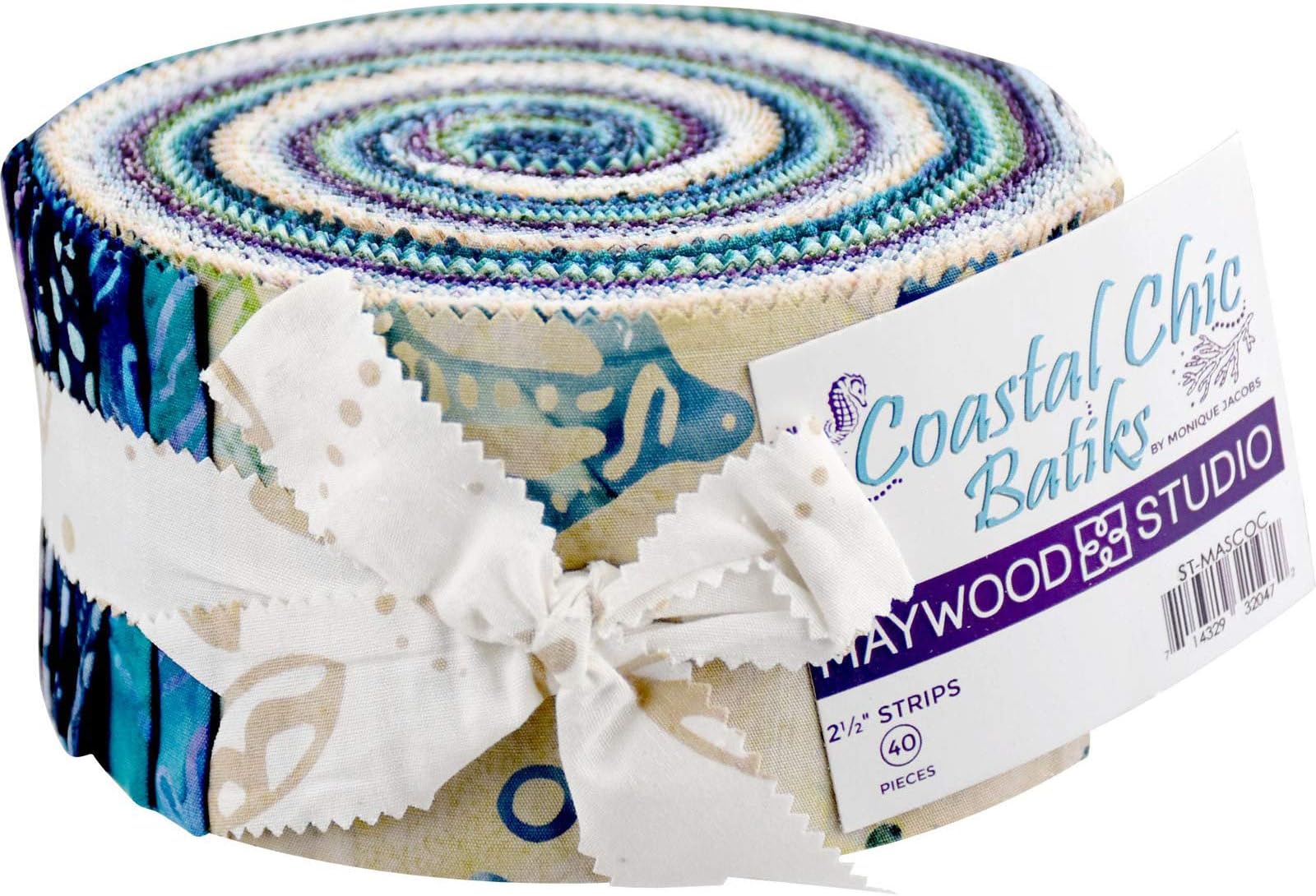 Coastal Chic Batiks Strips 40 2.5-inch Strips Jelly Roll Maywood Studio, Assorted