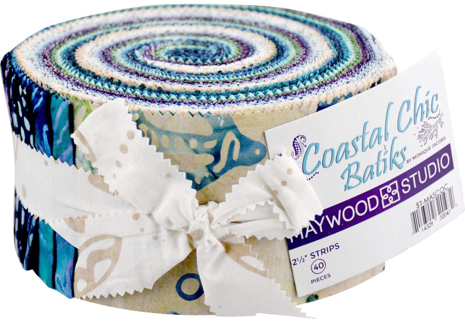 Coastal Chic Batiks Strips 40 2.5-inch Strips Jelly Roll Maywood Studio, Assorted