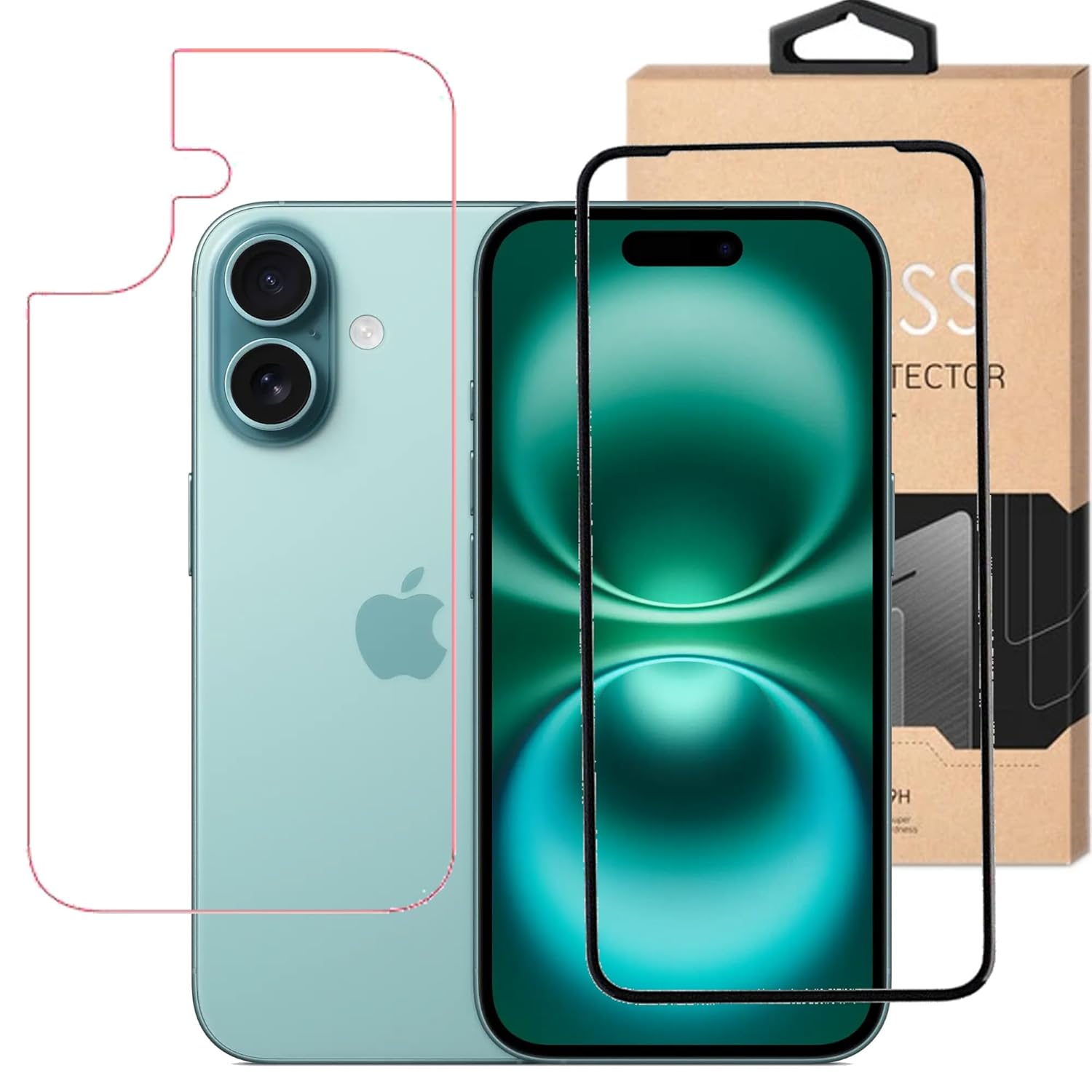 Back Screen Protector (No Glass) Compatible with Apple iPhone 16, flexible screen protector, Anti Scratch/Bubble free, Back screen guard (Clear, Transparent)