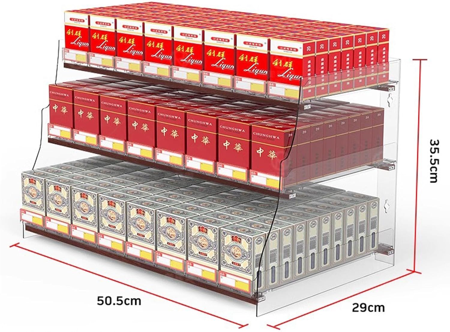 Retail Acrylic Cigarette Display Holder Automatic Cigarette Pusher Tray Multiple Combinations Cigarette Clear Display Stands for Market Store Counter(Size:3 Layers/8 Columns,Color:Clear)