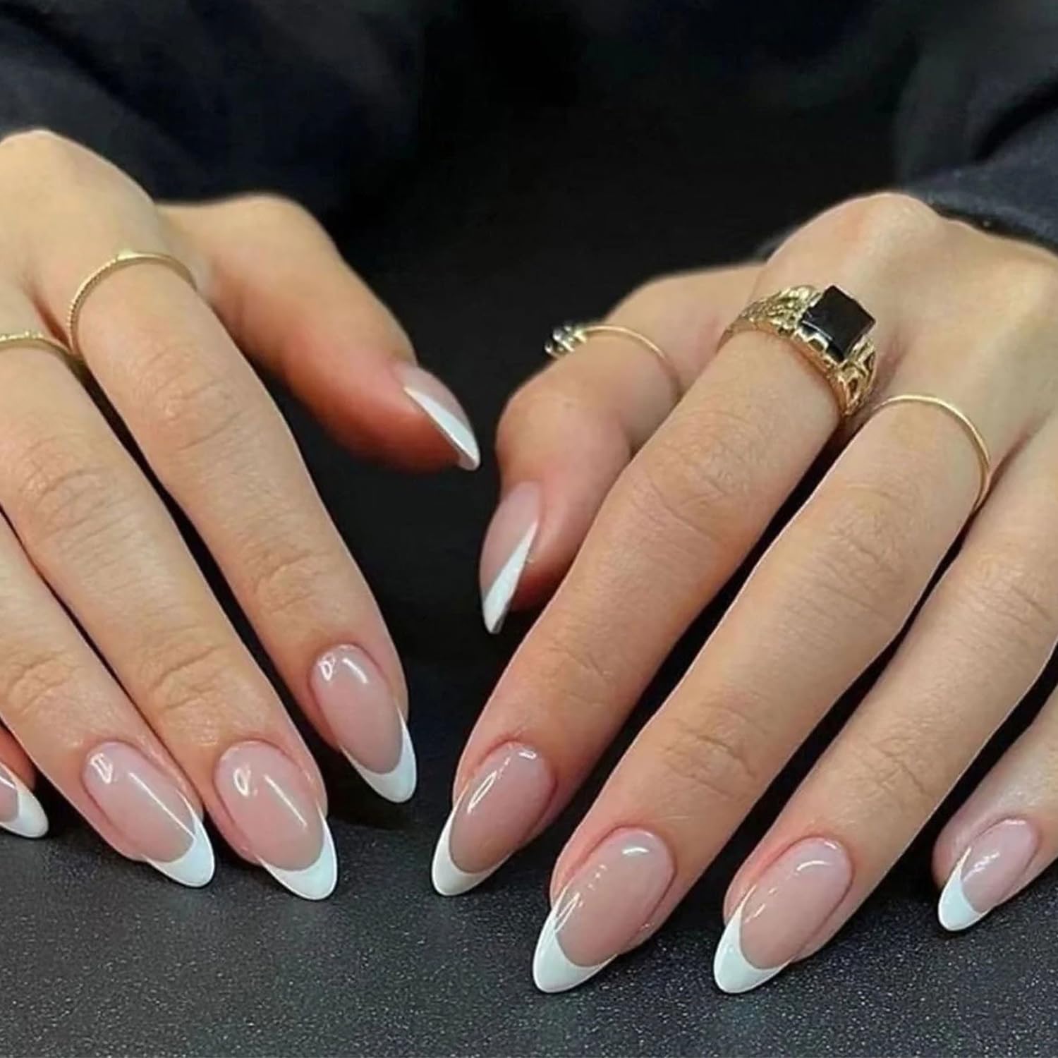24 Press On Nails - French Tip, Flowers & Glitter -26 24 Press On Nails - French Tip, Flowers & Glitter -26