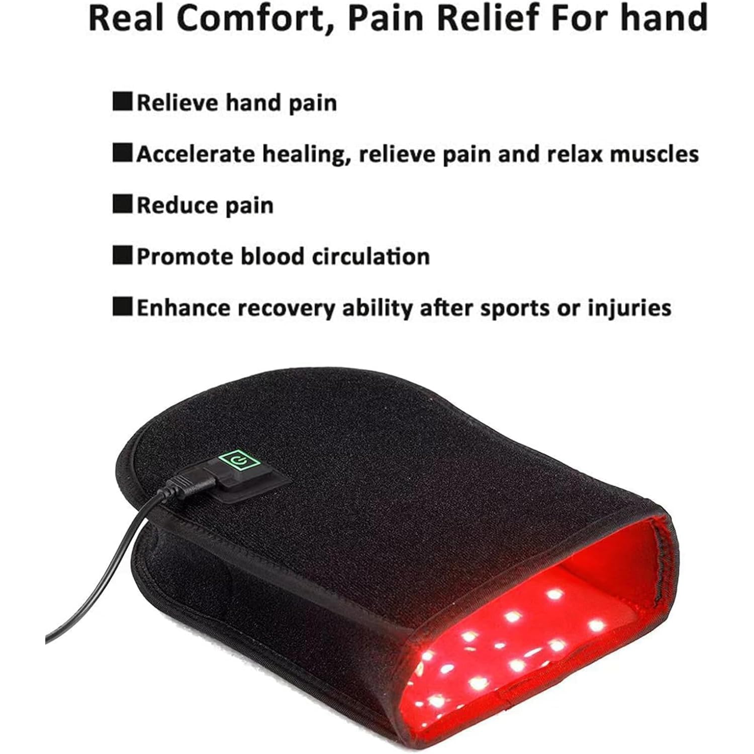 Guante con Dispositivo de luz roja, 1 par, Almohadilla Doble, Dolor en los Dedos, Fiebre Alta, músculo de la articulación de la muñeca, Uso doméstico.