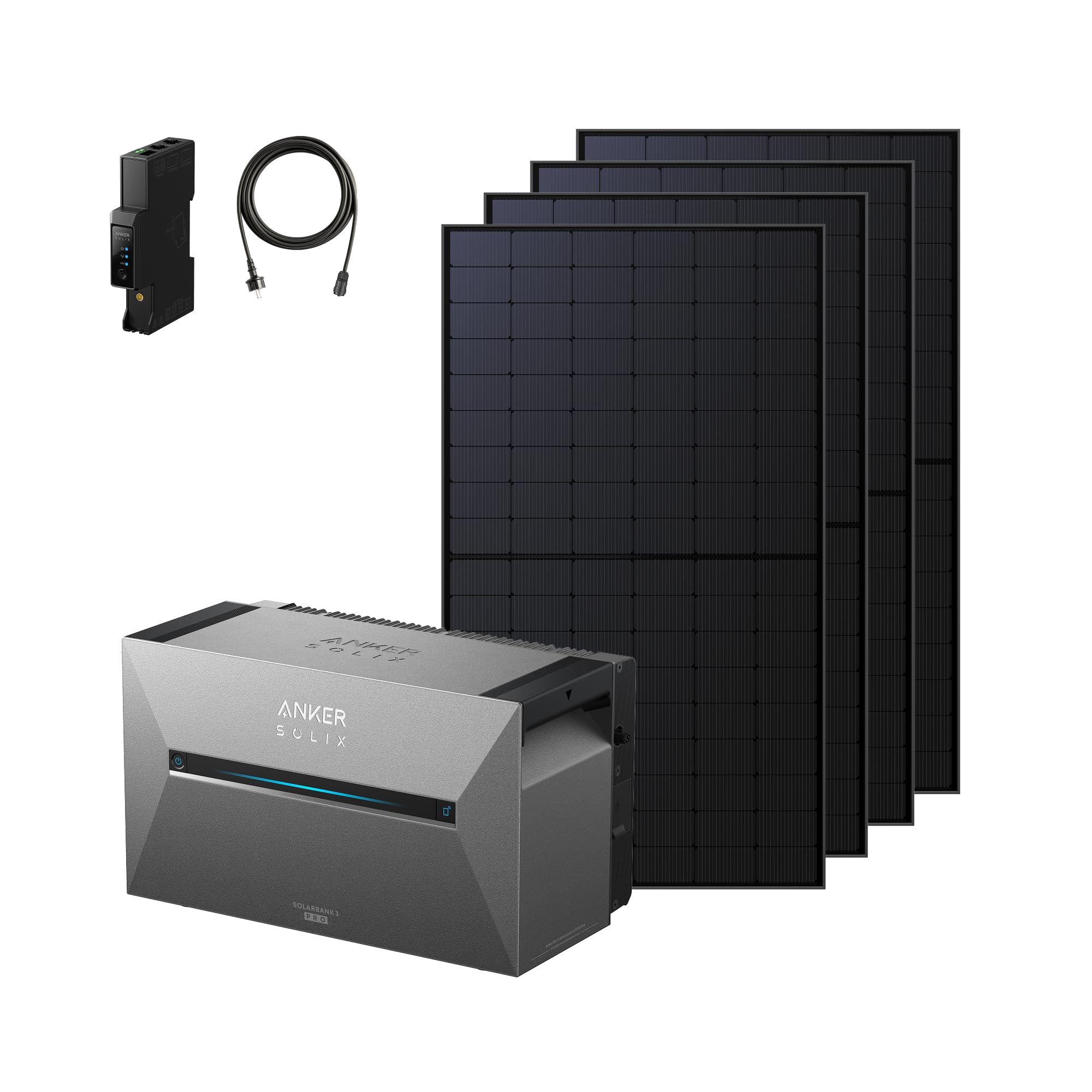 Anker SOLIX 3 Pro Balkonkraftwerk mit Speicher + 4× 500W Solarpanels Solarbank 3 Pro+500W*4+ Smart Meter