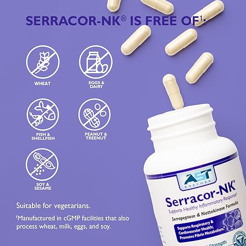 Miniatura 7 de Serracor-NK - 300 cápsulas vegetarianas - Soporte circulatorio y respiratorio - Fórmula de enzimas sistémicas naturales premium - Contiene