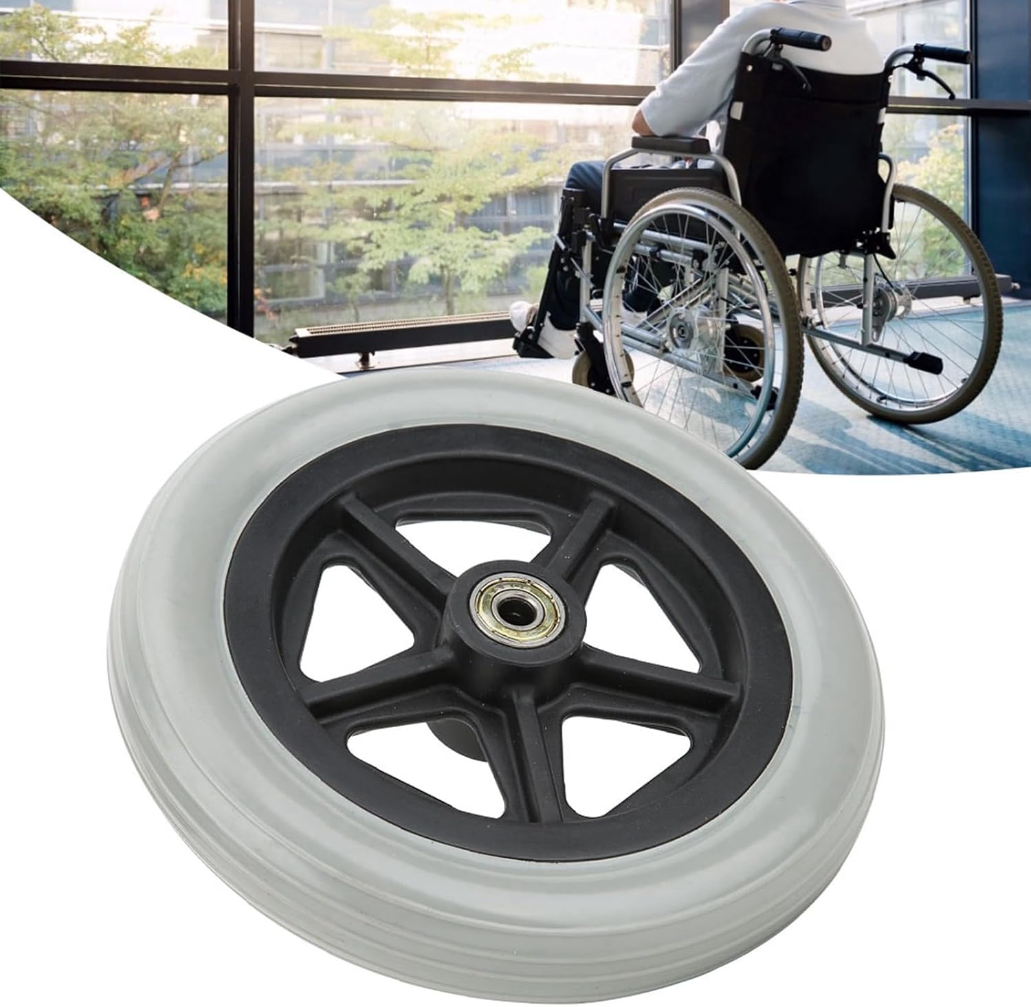 Gray Lightweight 120KG Load Single Wheel 7 Inch Easy to Install Wheelchair Front Wheels Wheelchair Accessory