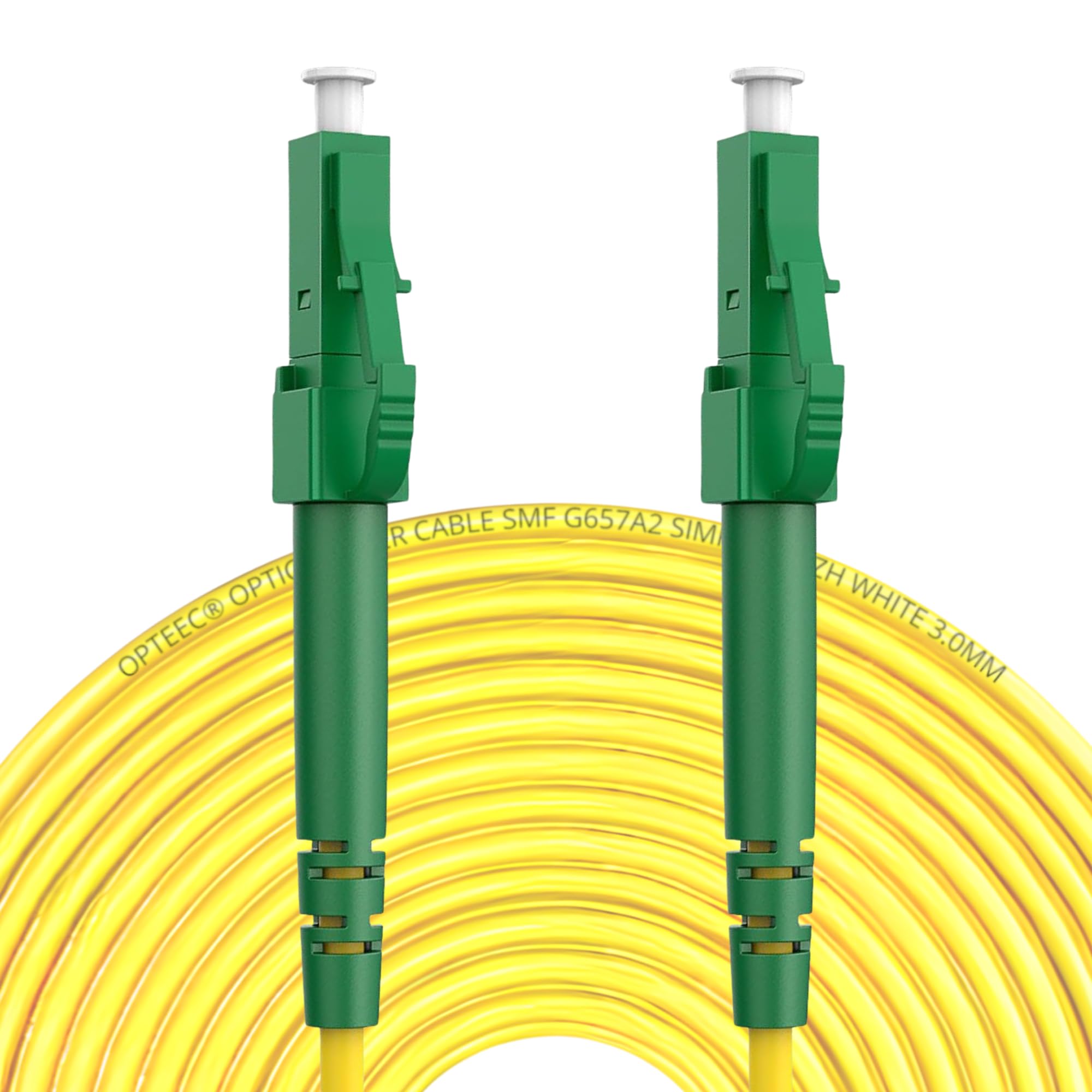 Câble Fibre Optique Blindé - 70M - Rallonge/Jarretière - LC/APC à LC/APC Renforcé - Simplex Monomode - Garantie 10 Ans - Jaune (70M)