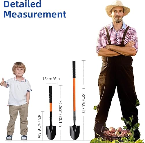 Miniatura 4 de Pala pequeña para excavar con mango de metal, pala de jardín resistente de 43.7 pulgadas, palas de trinchera, ideal para excavar, jardinería,