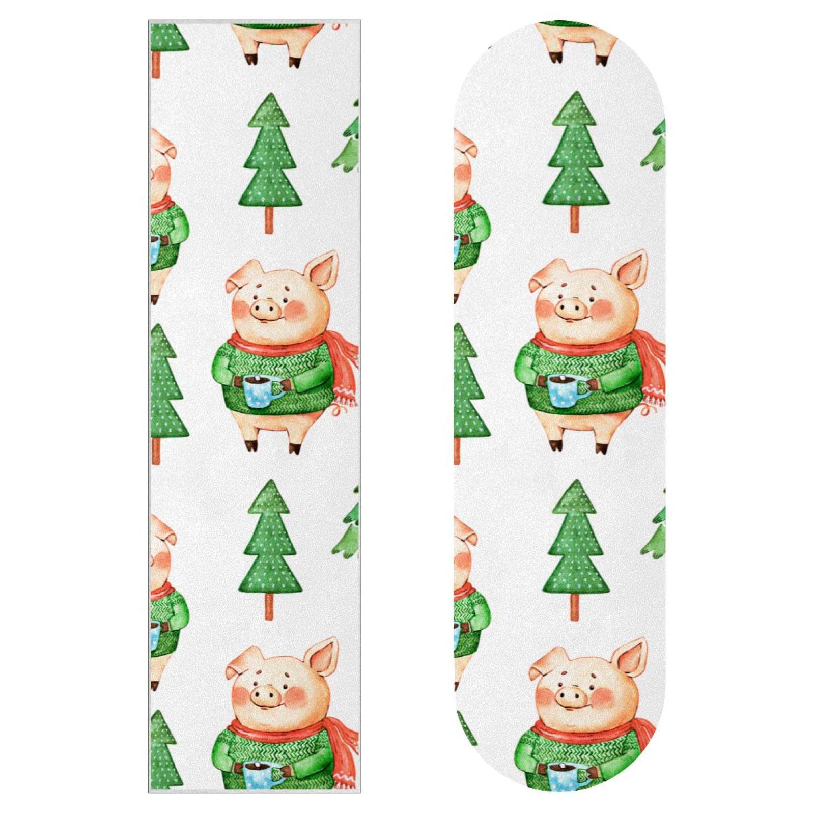 Hero Pig - Lot de 2 feuilles de papier abrasif pour skateboard et longboard - Motif arbre de Noël - Vert