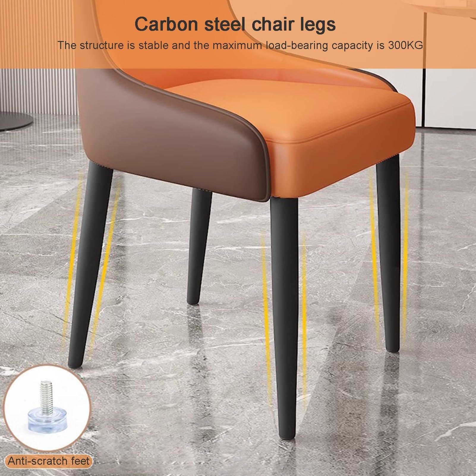 Lot de 2 chaises de salle à manger modernes en cuir synthétique avec cadre en métal noir pour cuisine, salle à manger, salon et restaurant