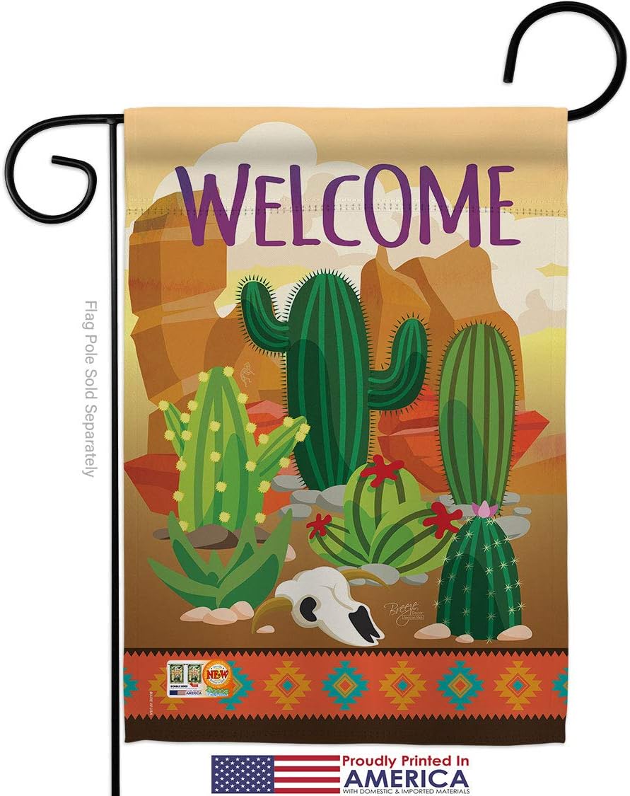 Cactus Garden Flag Set Wall Hanger Country Living Southwest Desert Succulent Particular Area Small Decorative Gift Yard House Banner Made In USA 13 X 18.5