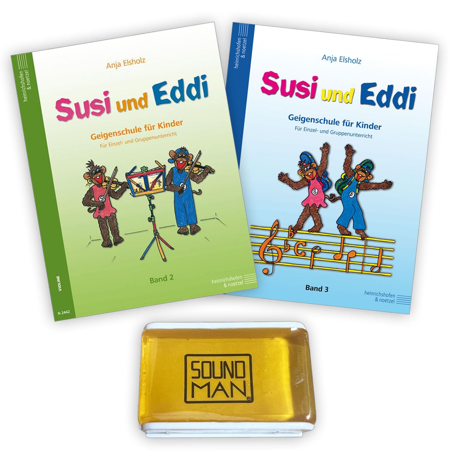 Susi und Eddi Band 2 + Band 3 | Geigenschule für Kinder | Anja Eisholz | ISBN 9783938202272 + 9783938202289 | Verlagsnr. 2442 + 2443 | Soundman Kolophonium