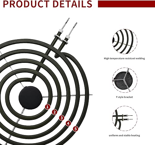 Miniatura 3 de Elemento de superficie de quemador eléctrico MP21YA 8 pulgadas 5 vueltas, conveniente para WP660533