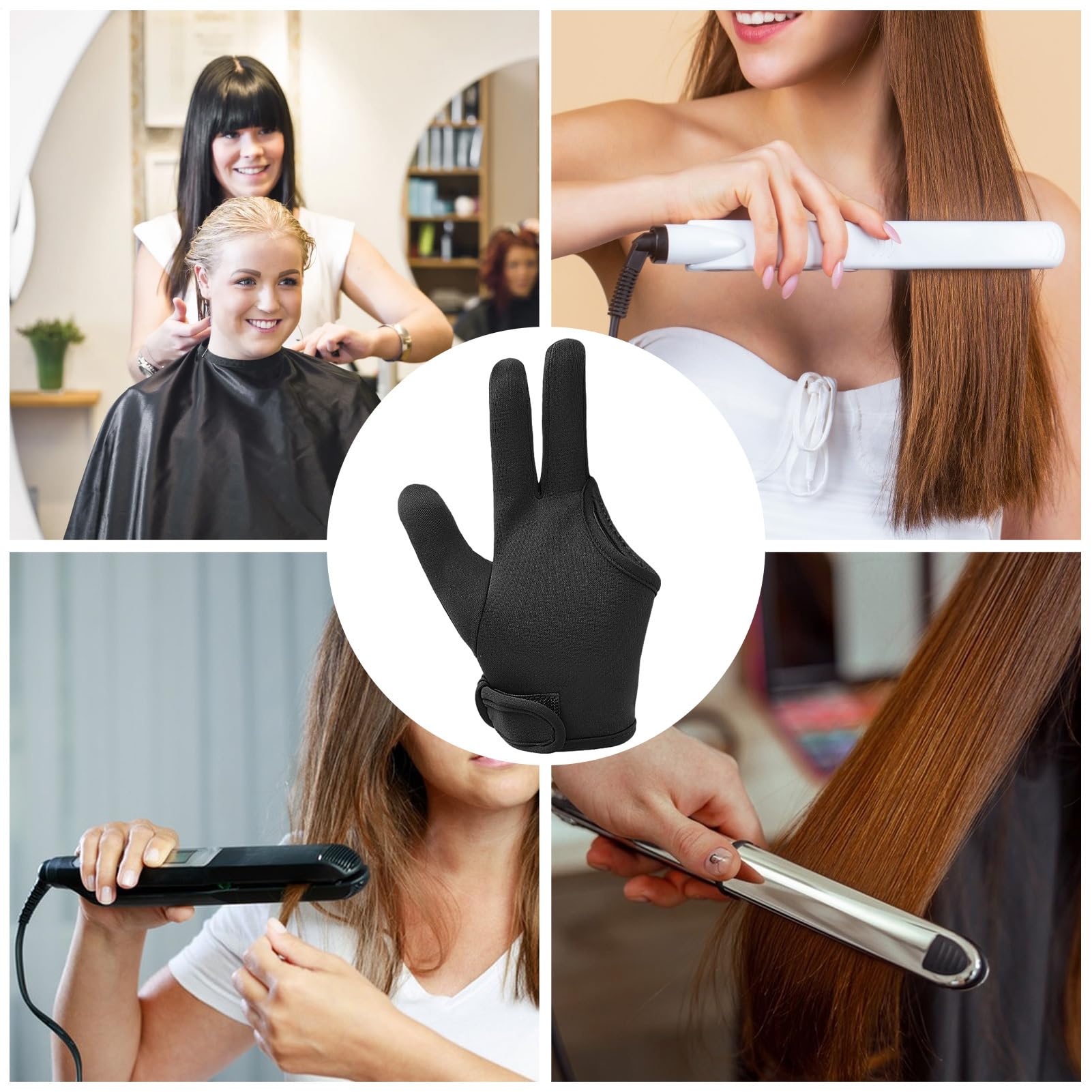Gants de style résistants à la chaleur - Gants élastiques à 3 doigts, accessoire de protection pratique, poignée anti-brûlure, matériau flexible et lavable, outil durable pour le salon