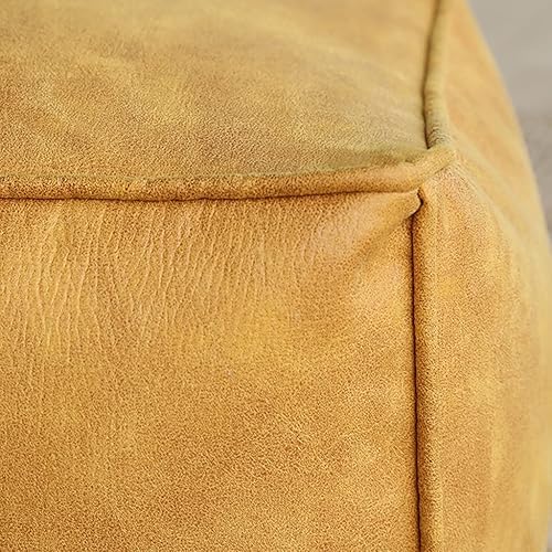 Miniatura 5 de Puf otomano de gamuza puf reposapiés otomano cuadrado rectangular pufs puff cojín de piso sofá taburete para sala de estar (color marrón), 25.6 x