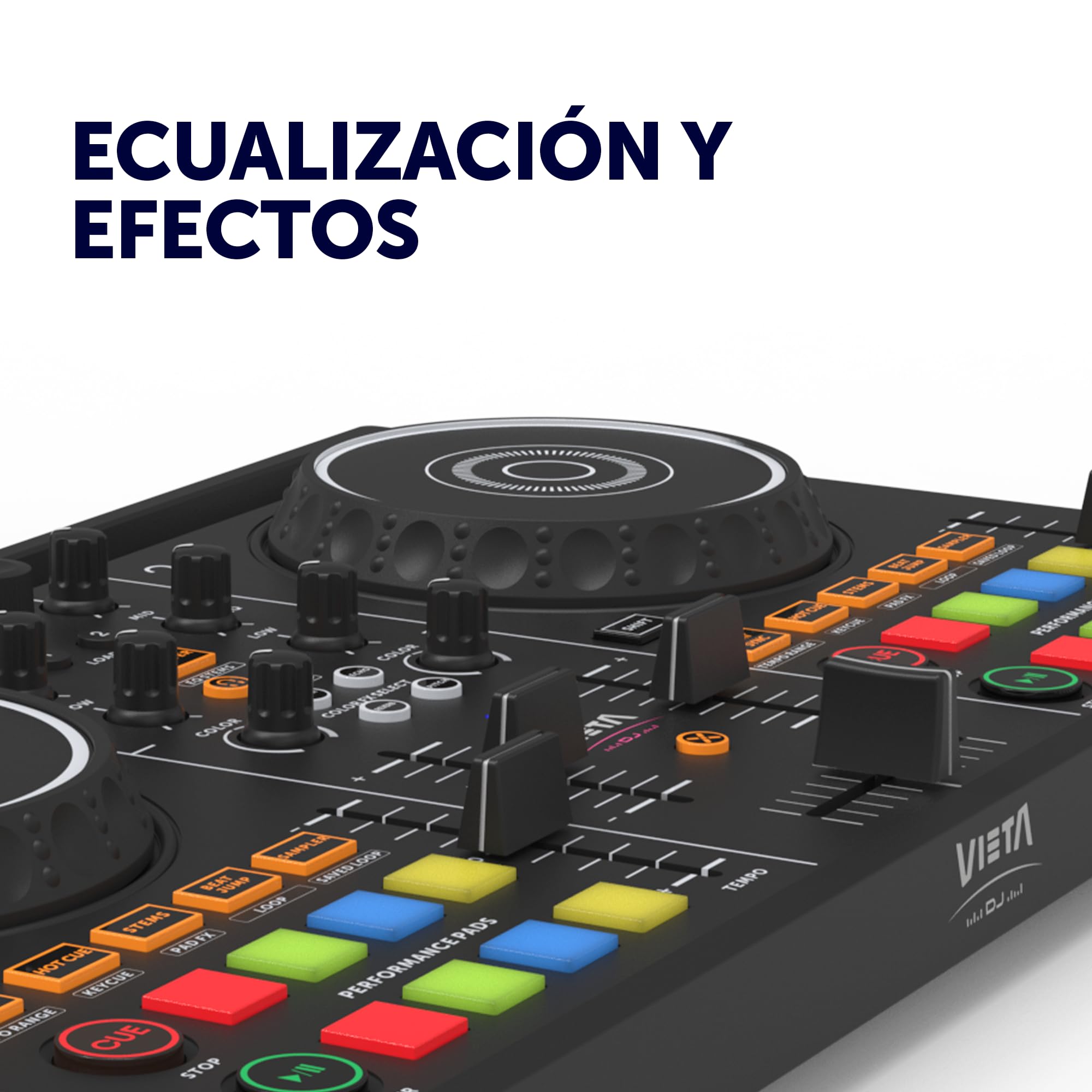 VIETA PRO Mixer DJ Bluetooth professionale con scheda audio integrata. Controller DJ Con Luci Integrate RGB, Mixer DJ Controller e Interfaccia Audio. Mixer DJ Juno