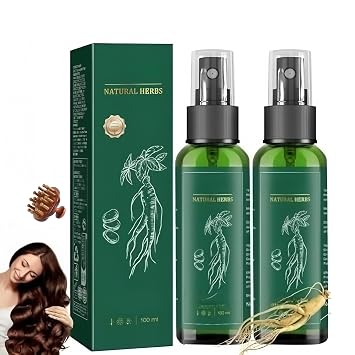 Hair Growth Spray, Tonico Para Crecimiento Del Cabello, Natural Herbs Ginseng Hair Tonic, Stronger and Hair Thickening, Non-greasy Nourishing Hair Mist for Women & Men 2 Pcs