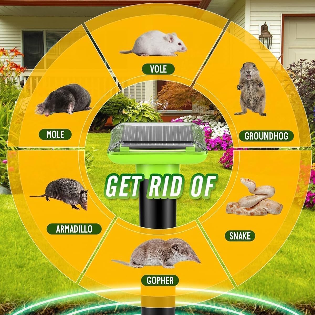 Dissuasori per Topi, Repellente ultrasuoni per Talpe, Carica ad Energia Solare per un Funzionamento Efficiente, Dissuasore per Topi Adatto per Uso in Giardino e Campo, 4 Pezzi
