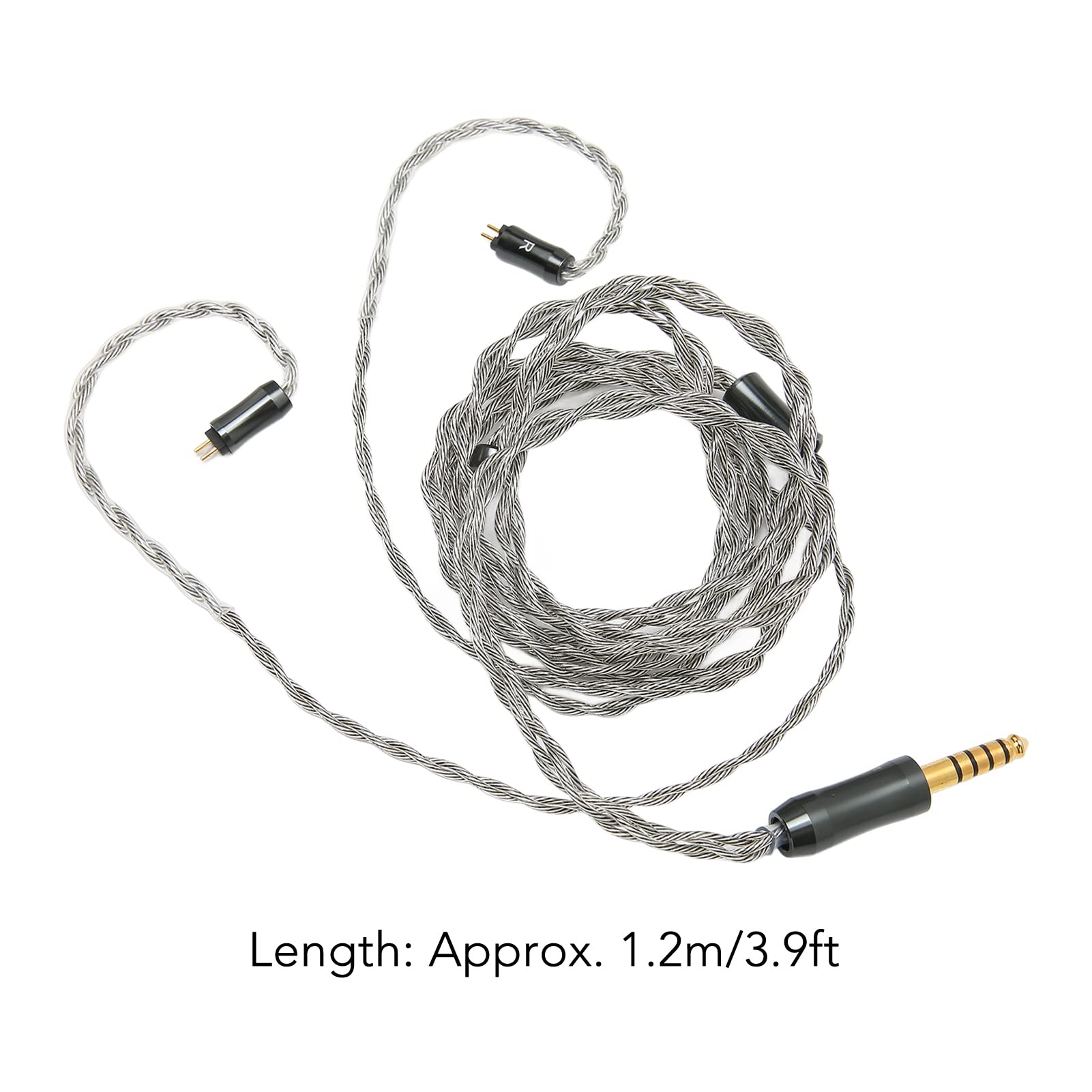Cavo di ricambio per cuffie in rame placcato argento per un'eccellente qualità del suono, design a 4 fili, connettore da 4,0 mm, lunghezza 1,2 m