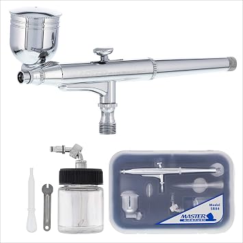 Master Airbrush SB84 Multi-Purpose Dual-Action Side Bowl Feed Air Brush Kit with 0.3mm Tip, Gravity Cup & Siphon Suction Feed Fluid Bottle - Airbrush Gun for Painting, Auto, Art, Cake, Hobby