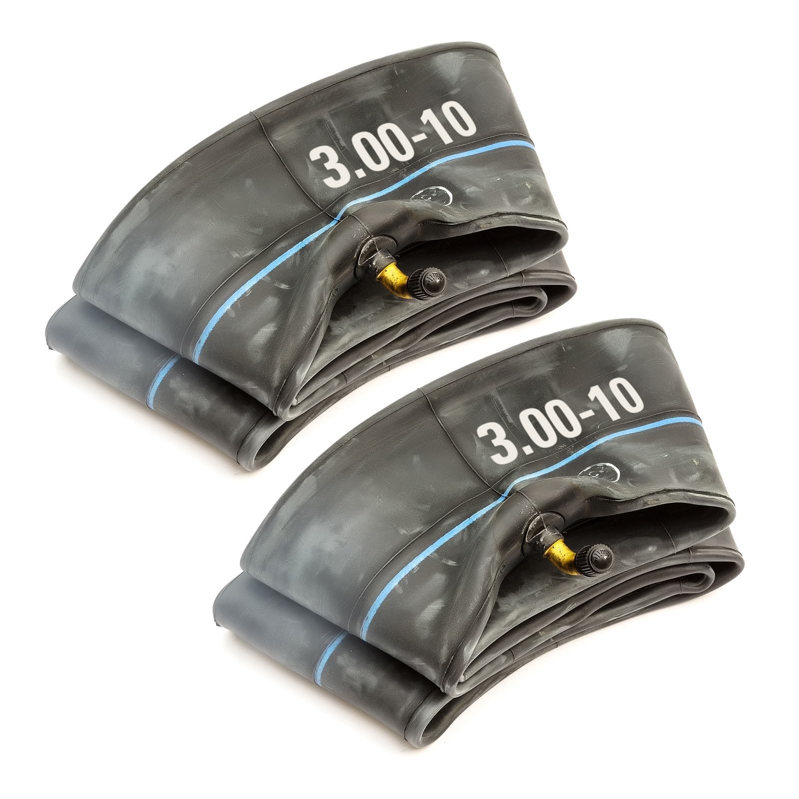 Pack Of 2 Heavy Duty Inner Tube 3.00-10 Bent TR87 Valve Butyl Rubber 10 Inch Suitable For Mobility Scooter, Pit Bike, Dirt Bike, Mini Moto