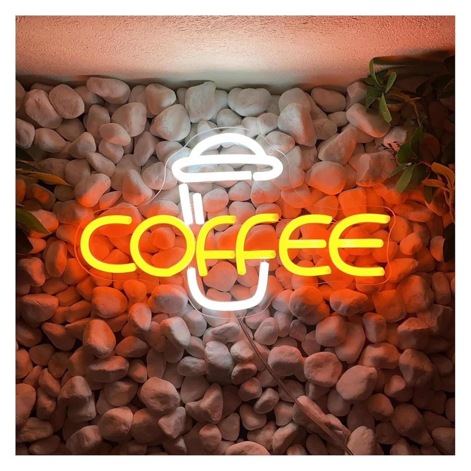 Zynther Neon lamp for neon Illuminated Sign for Coffee Cup Wall Decor for Shop Home Bar Office 45cm(B)