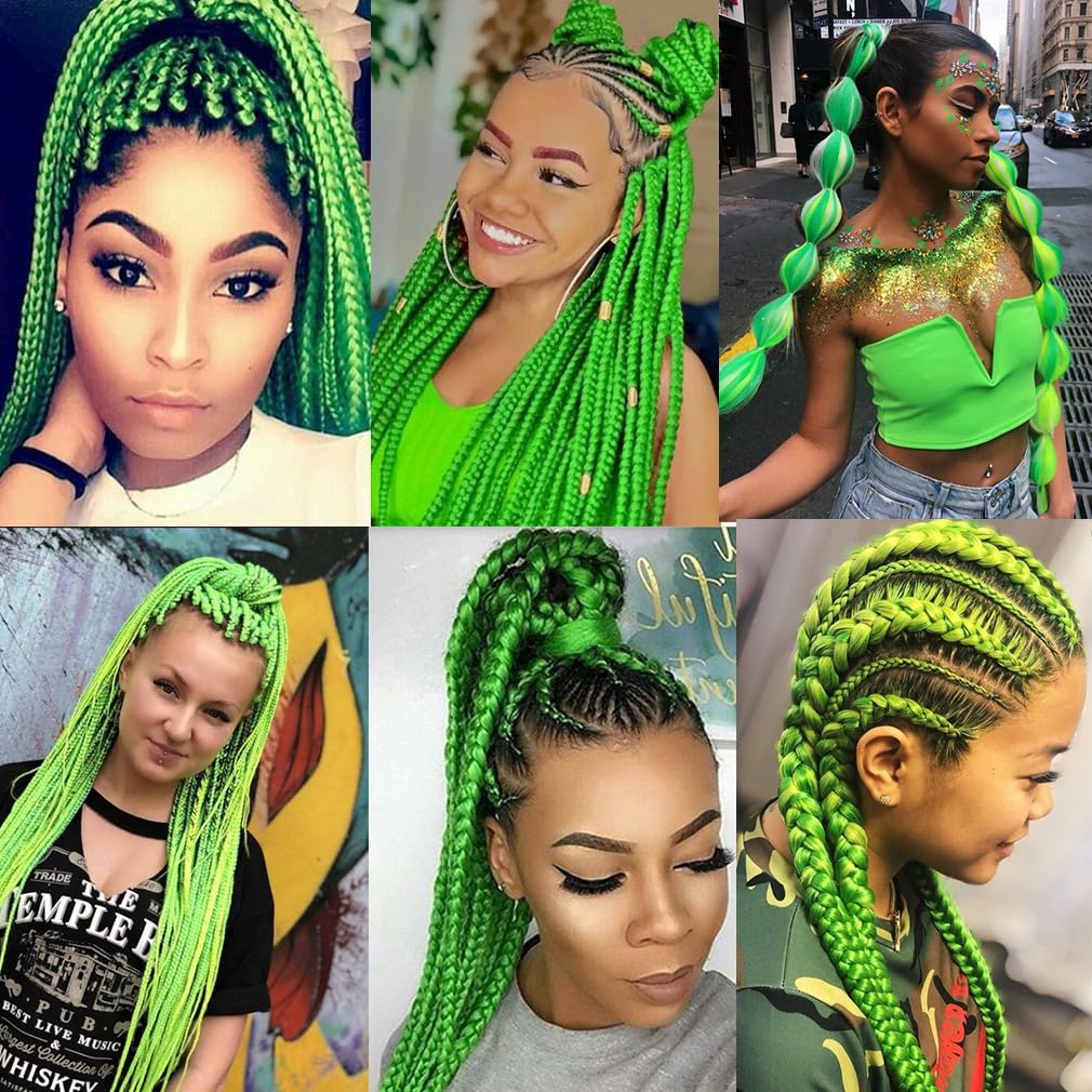 Amazon.com : Pre-stretched Green Braiding Hair 26 Inch  display picture 1