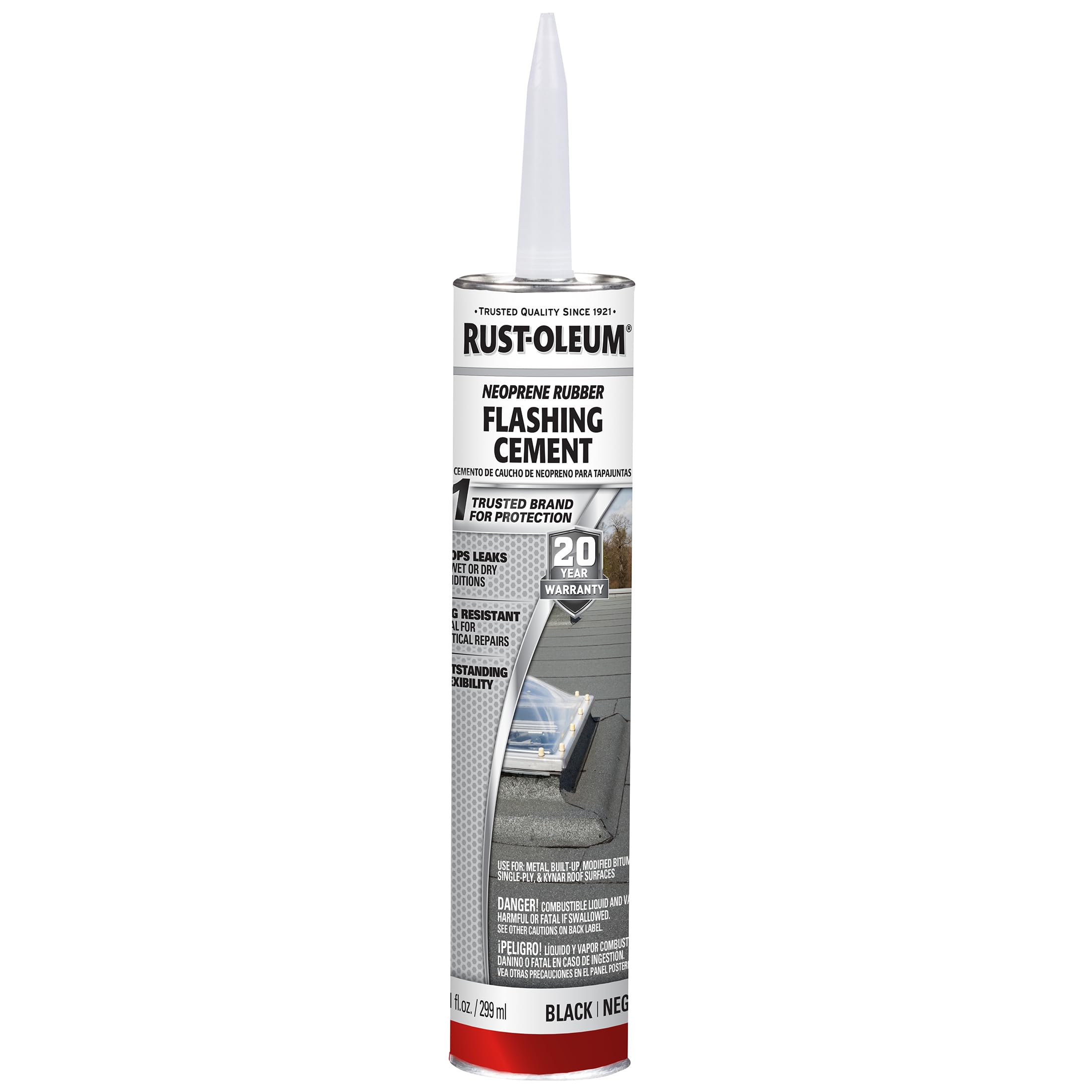 Rust-Oleum 301823 Roofing Neoprene Rubber Flashing Waterproofing Cement 300 ML Cartridge (Black)