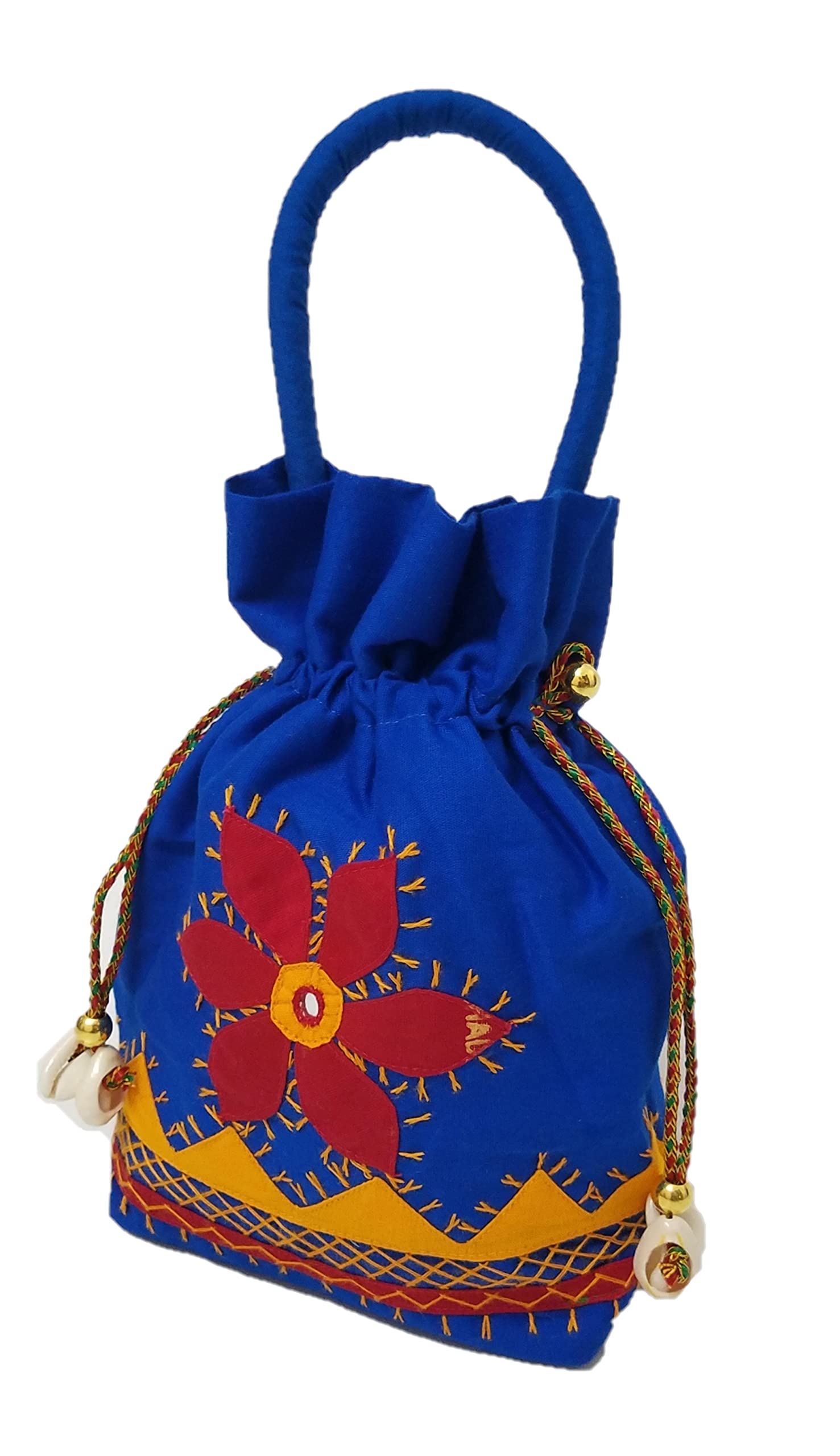 SriAoG Handmade Traditional Potli Bag Batwa for Women and Girls Ethnic Potli Bags for Wedding Stylish Bridal (8.5 Inch Mirror Beads Thread Work, Blue) (B09ZJ6MGP8) Amazon Price History, Amazon Price Tracker