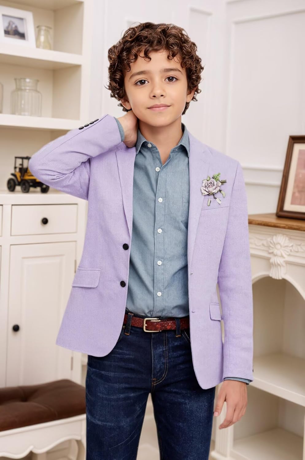 Linen Boys Blazer Lightweight Sport Coat Summer Casual Kids Wedding Guest Outfit