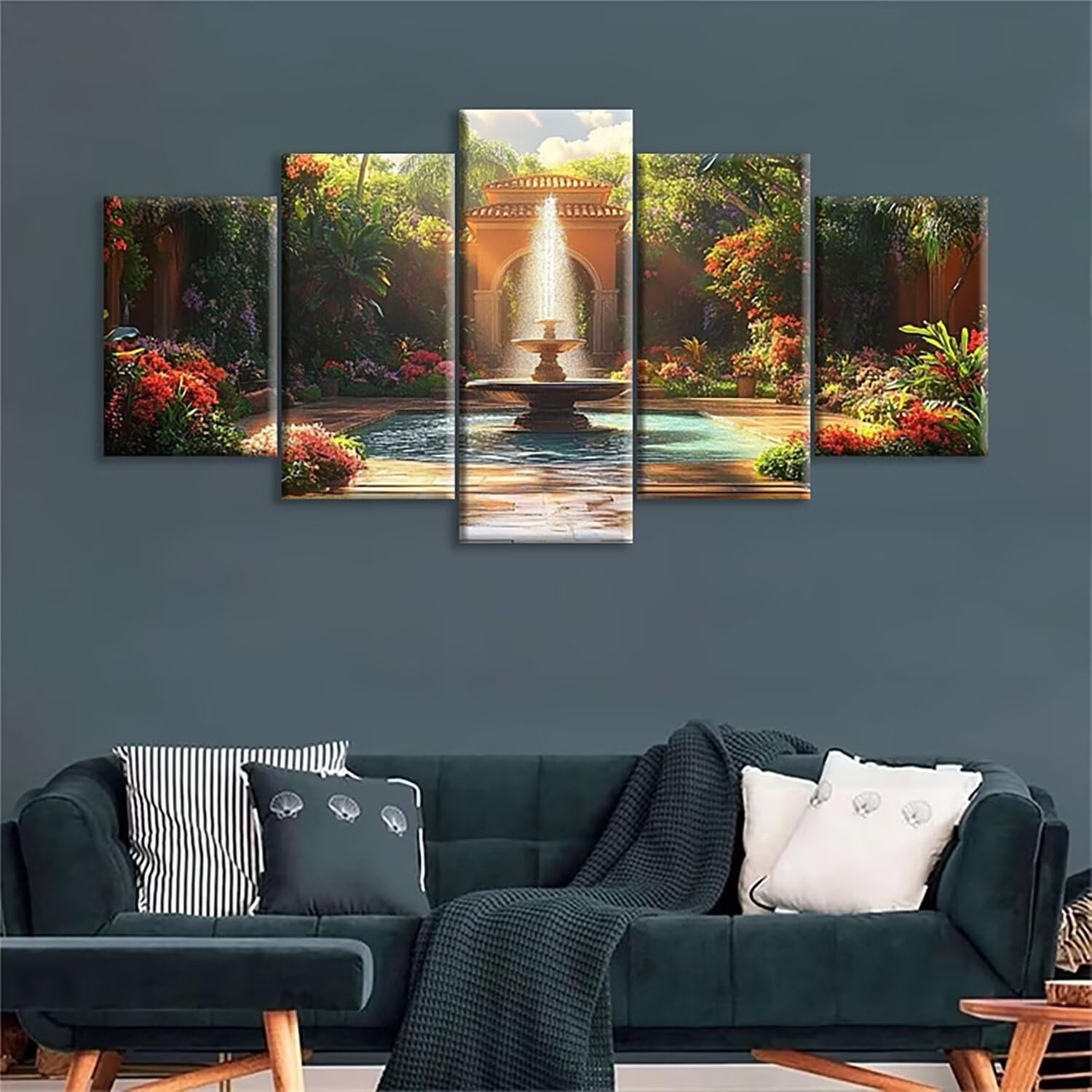 5 sztuk Ogród Diament Malarstwo Pełny Zestaw 100x60cm, Zestaw 5D Diamentowe Malowanie Dorosłych Krajobraz, Mozaika Haft Szklany Relaks i DIY Rzemiosło, Sztuka Dekoracja ścienna do domu W5-700