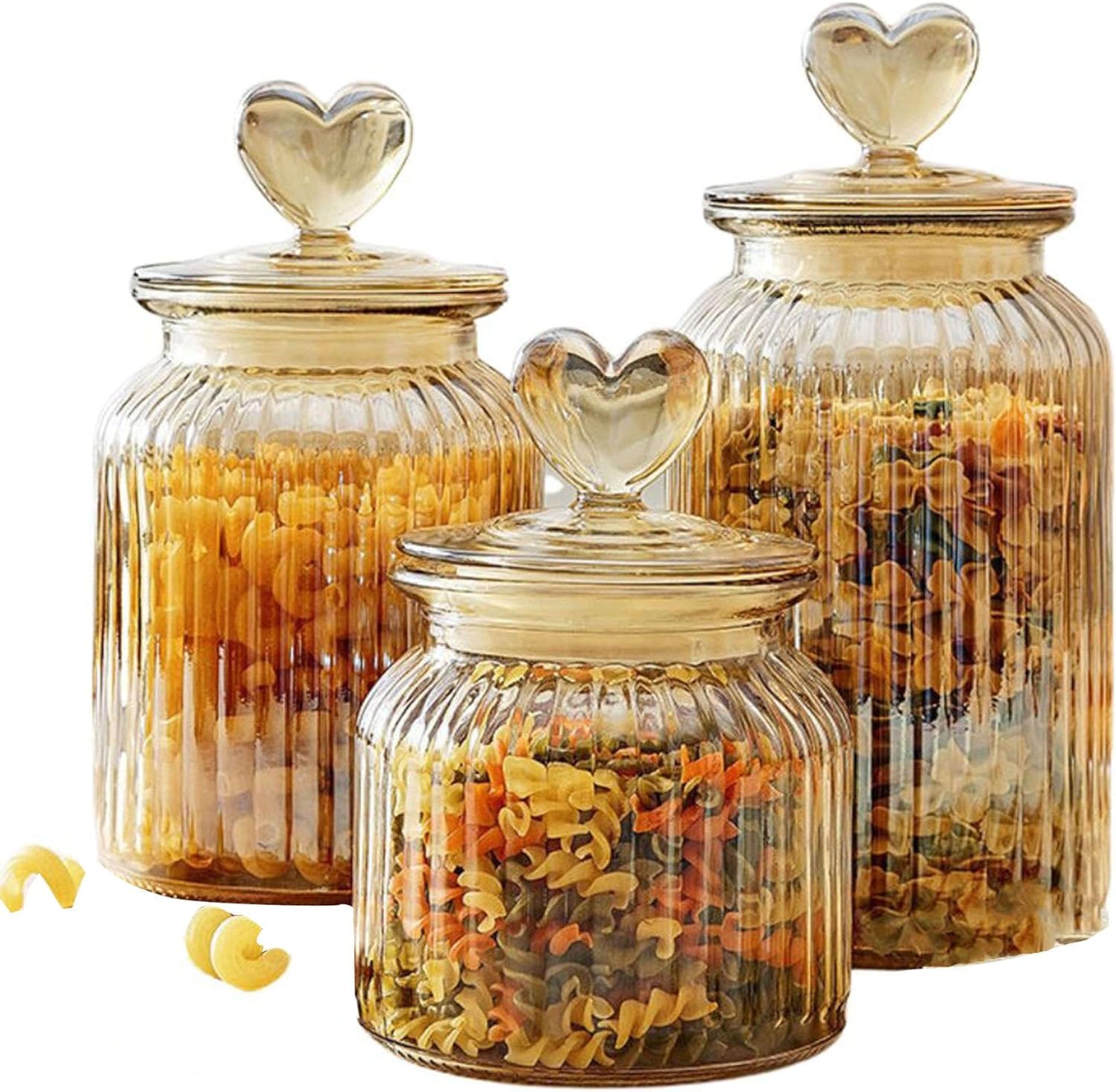 SBZIOJHDR ceramic tea jar, Glass Storage Jars - Clear Candy Jar, Love Food Pot For Cookies Snacks Dried Fruits And Nuts -grid-11 * 11 22.5cm(Vertical Stripes)