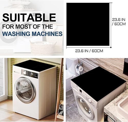 Miniatura 2 de Fundas antideslizantes para lavadora o secadora, 27 x 31.5 pulgadas, protector superior negro para lavadora, cubierta a prueba de polvo, fundas