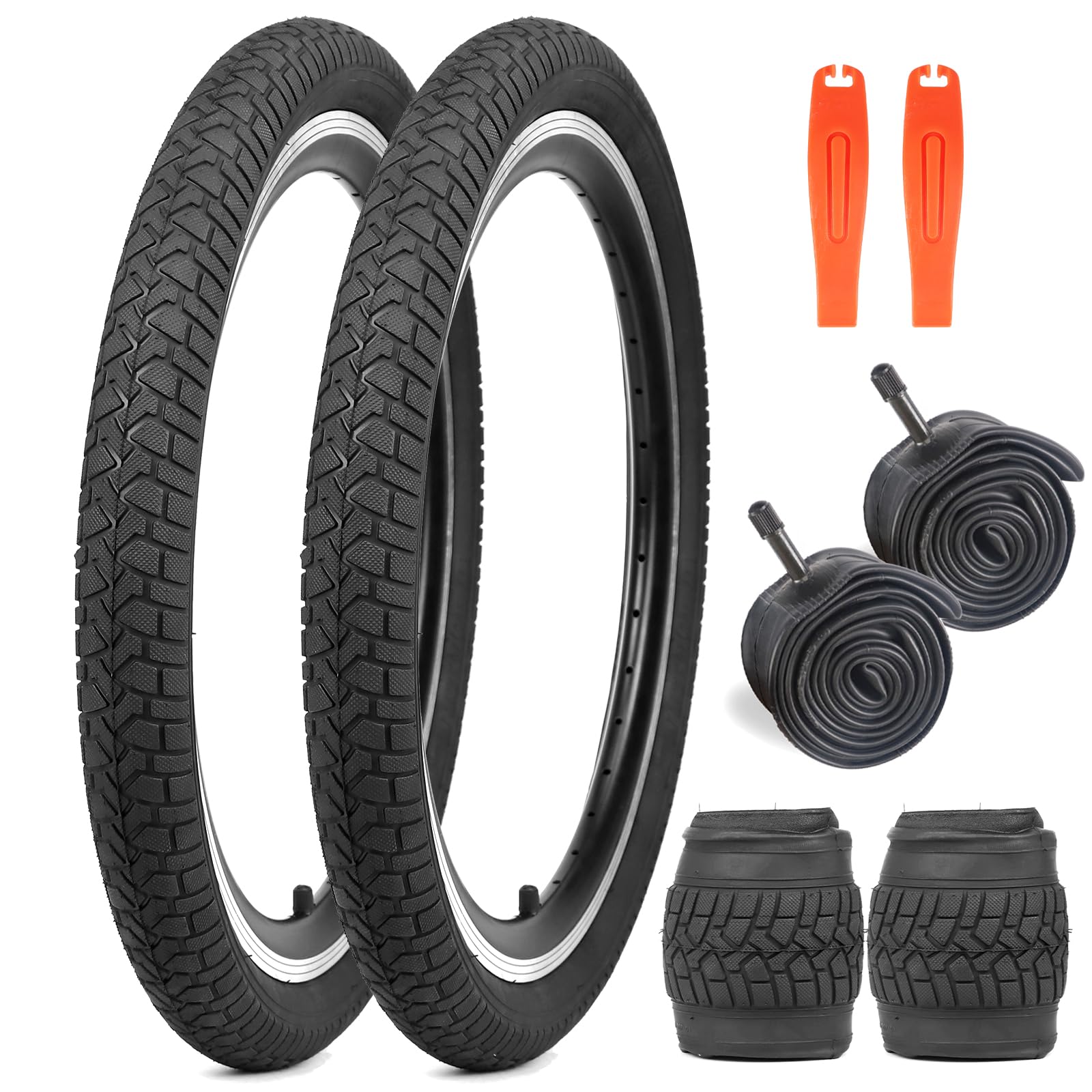 WEEROCK Bike Tire 20 Inch Tires 2 Pack 20 x 2.125 Folding Bead Replacement Tyre with/Without 20 Inch Inner Tubes for 20" Bicycles, MTB, Mountain Bike, BMX