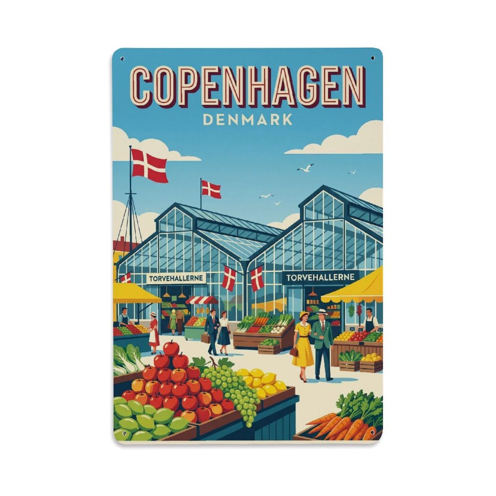 Este 8X12inch Style Vintage Travel Copenhagen Denmark Savor Metal Tin Sign