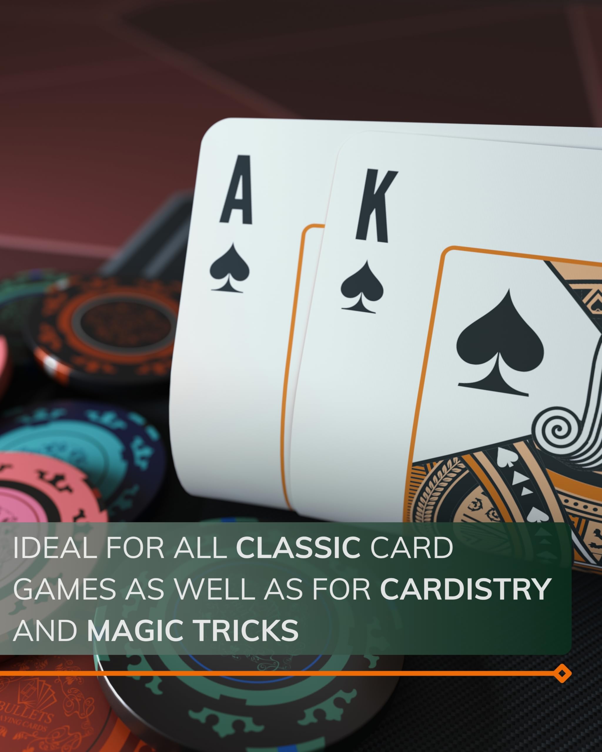 Bullets Playing Cards, Dazzle Cards, Cardistry, 52 Sheets Including 2 Jokers, Magic Cards (Orange), 88 x 62 mm - Image 3