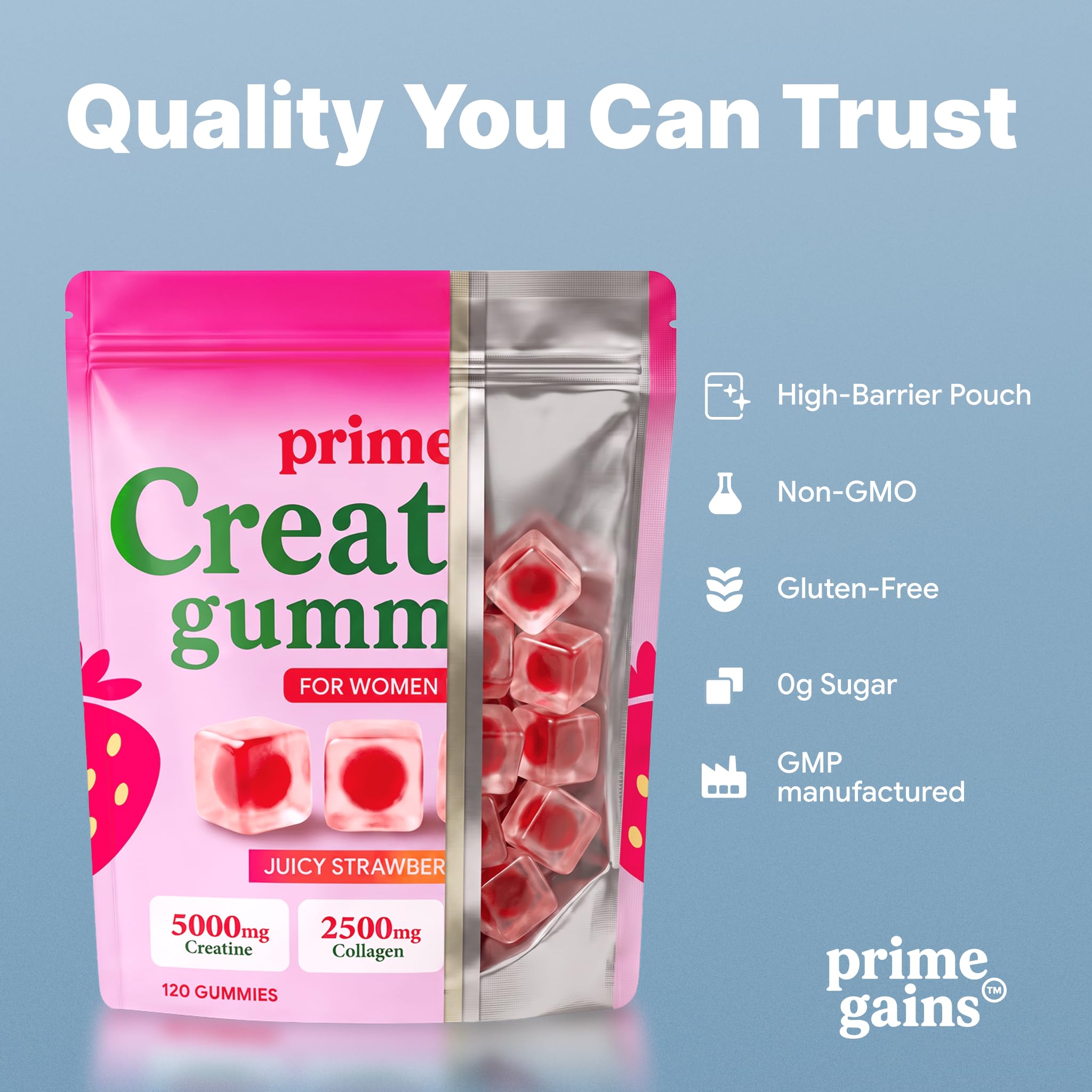 6-in-1 Creatine Gummies for Women – 5000mg Creatine Monohydrate with Collagen & Biotin for Glute Strength Support, Hair, Skin & Nails – Muscle Strength, Recovery & Energy – Sugar Free – 120 Ct — Amazon image 5