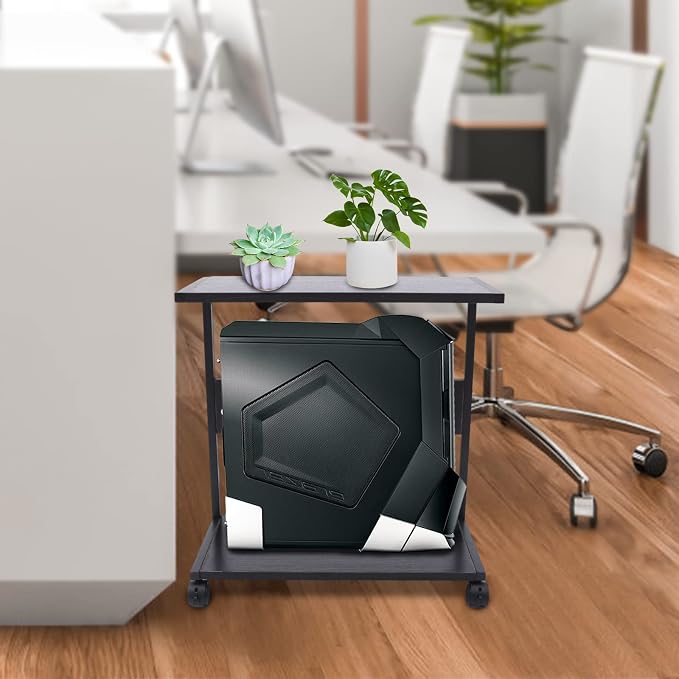 Soporte para torre PC de 2 niveles con ruedas y estante miniatura 6