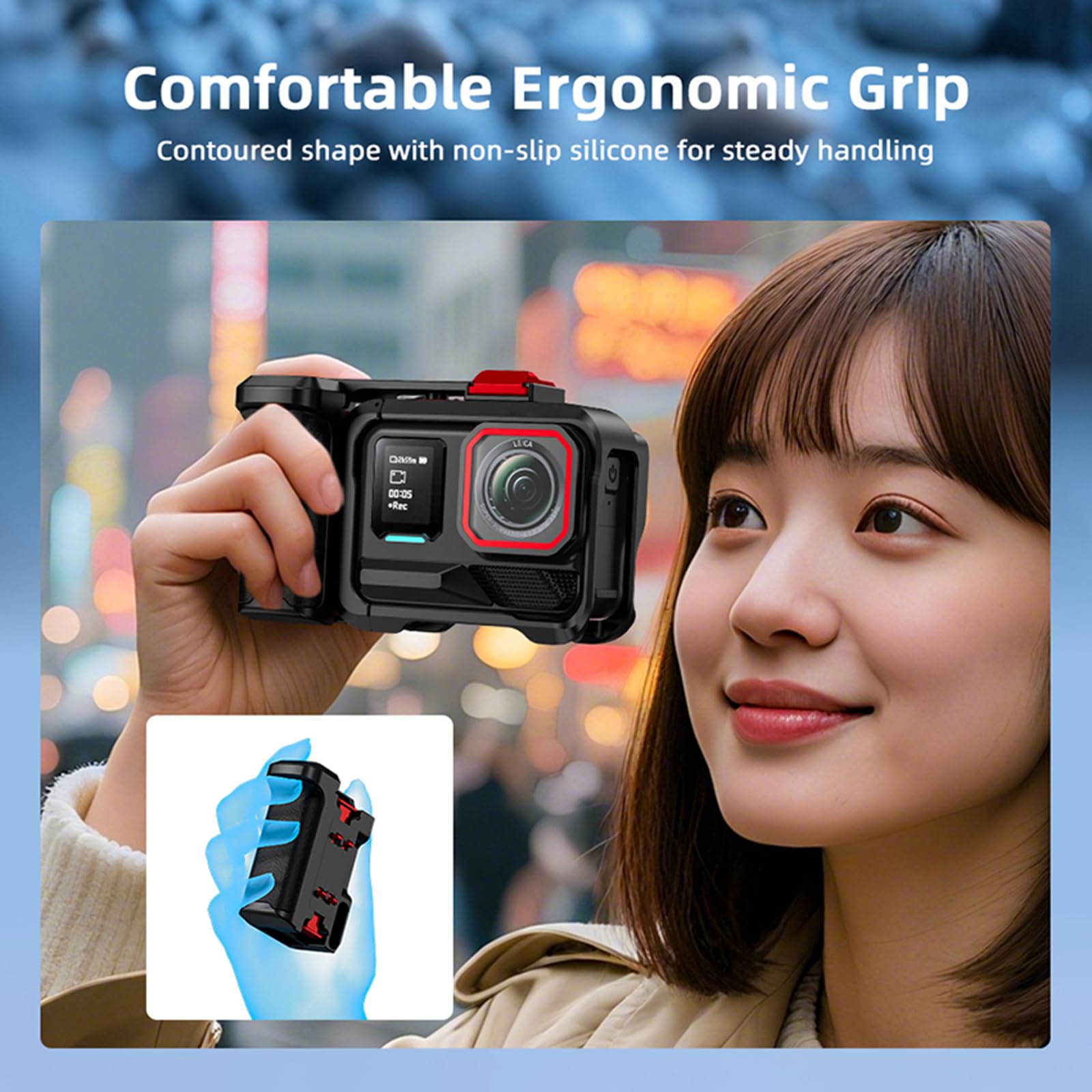 Ace Pro/Ace Pro 2 Xplorer zestaw uchwytów do Insta360, zestaw uchwytów do fotografii ulicznej z przyciskiem migawki, szybkie zapięcie, zimna stopka do Insta360 Ace Pro/Ace Pro 2 akcesoria