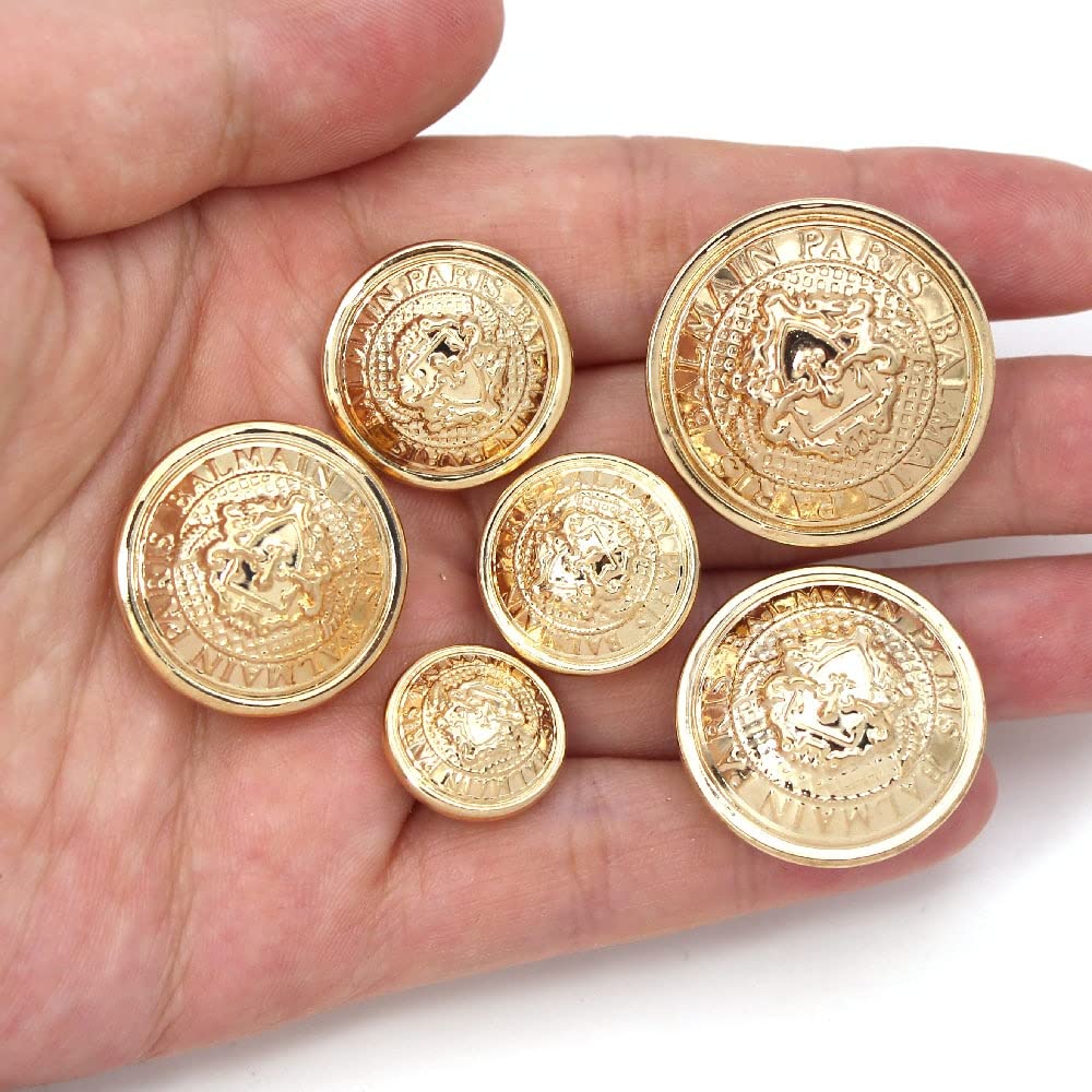 Boutons à tige en alliage métallique rond doré, 5 pièces, for vêtements