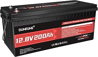 Dumfume 12V 200Ah LiFePO4 Lithium Battery,2560Wh Capacity,Built-in 200A BMS, 20000+ Cycles,10-Year Lifespan, Ideal for RV, Solar Energy Storage,Trolling Motor,and Off-Grid Camping