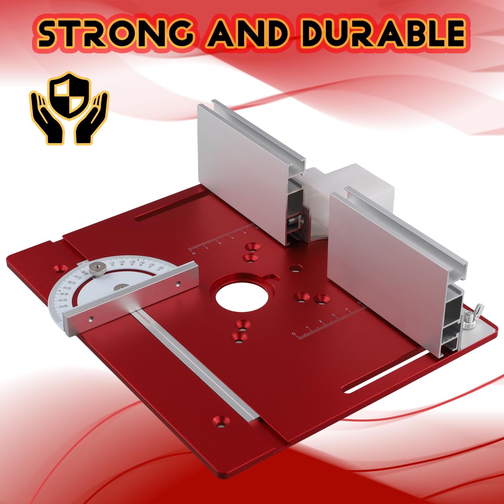 Kit di sollevamento per fresatura superiore per lavori in legno, piano d'appoggio per tavolo superiore in alluminio per motori con diametro di 65 mm, con guida obliqua e supporto