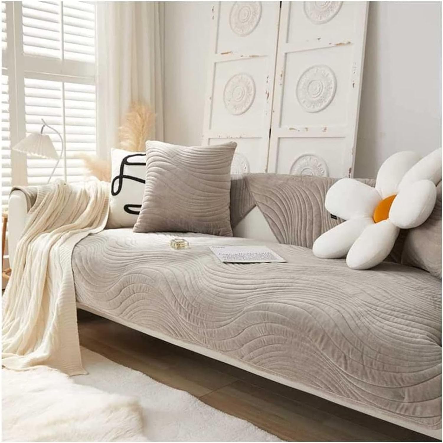 Copridivano antiscivolo per divani a 1/2/3/4 posti, in pelliccia antigraffio, 110 x 180 cm, ideale per l'arredamento della casa e proprietari di animali domestici