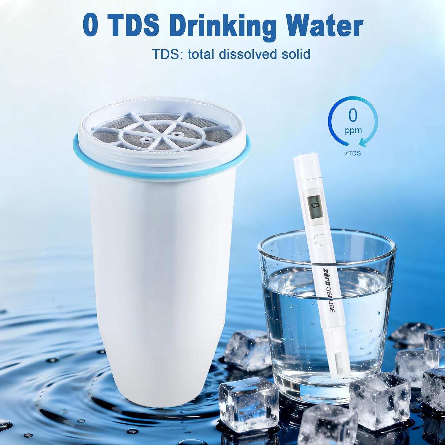 VIPHASES 6-Tier 0 TDS Water Filter Replacement for Zero Pitchers, 1-Pack | 99% contam-free barrier. Sturdy 6-piece replacement elements fit ZR-001, ZR-017, ZR-004 pitchers, and more.